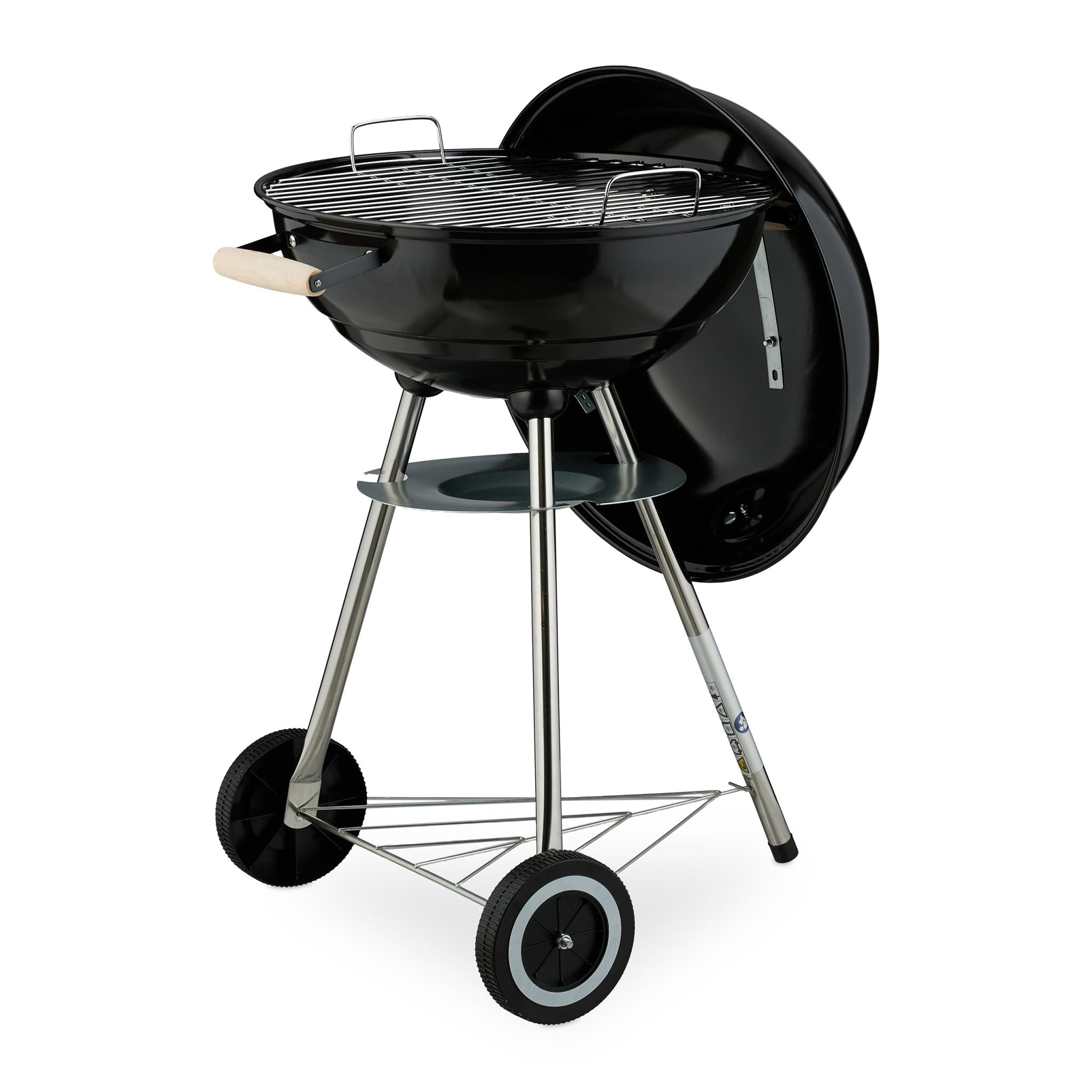 Fahrbarer Kugelgrill Schwarz-Silber von Relaxdays