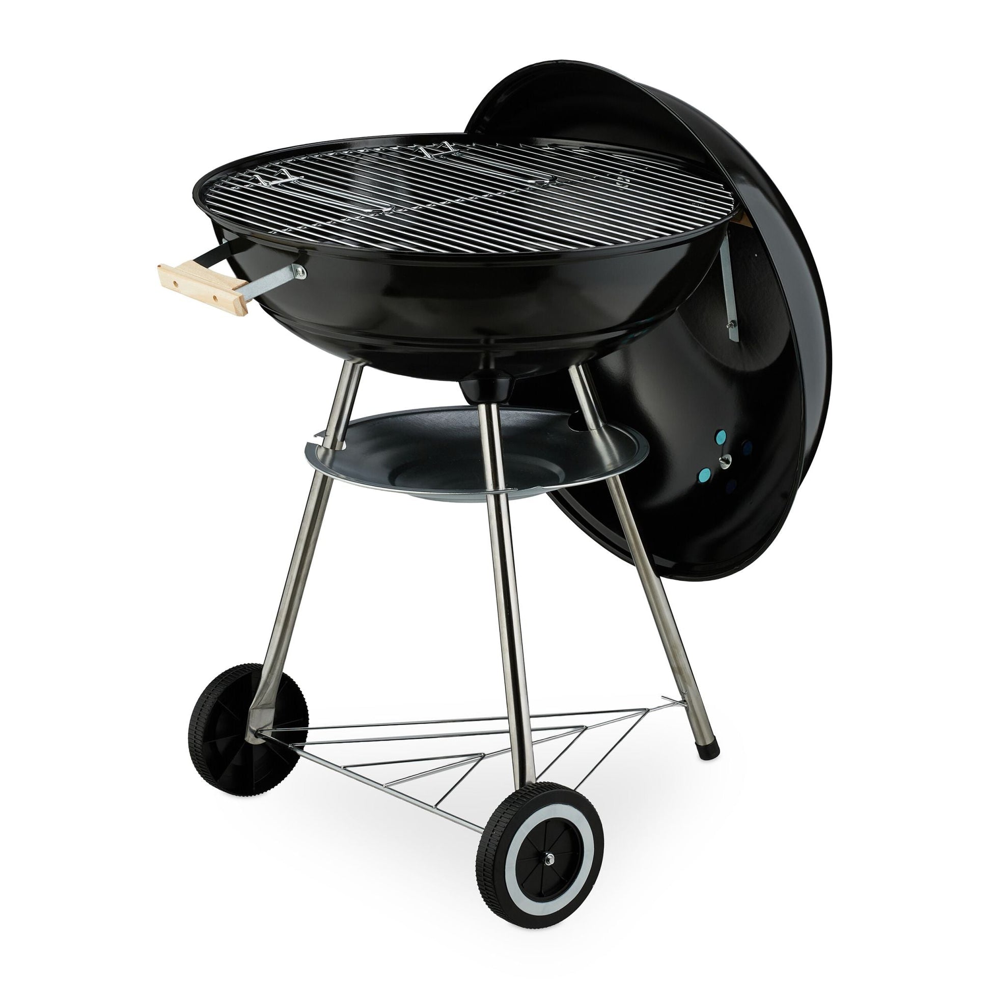 Fahrbarer Kugelgrill Schwarz-Silber von Relaxdays