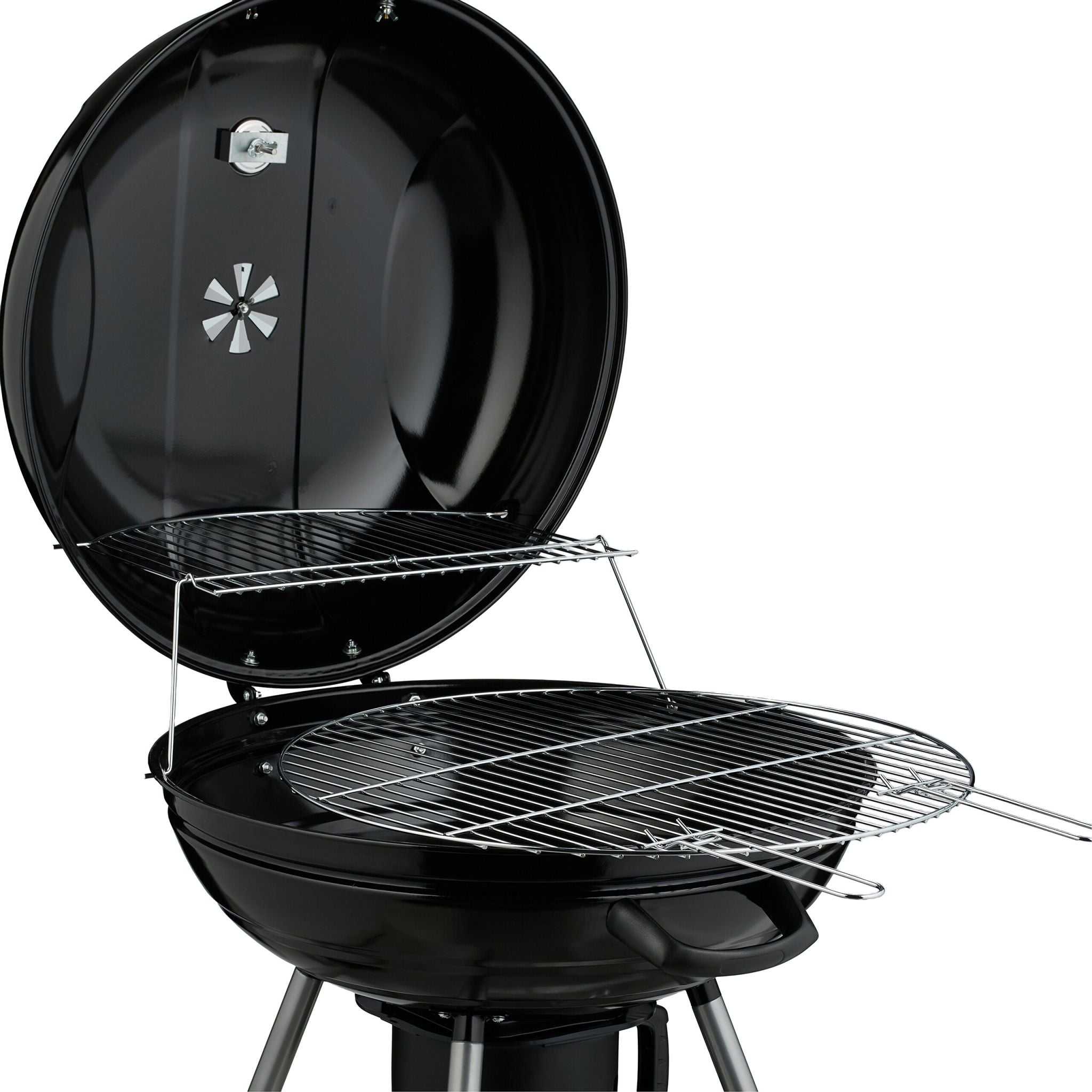 XXL Kugelgrill mit Rädern Schwarz-Silber von Relaxdays