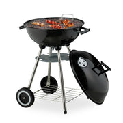 Grosser Kugelgrill mit Rädern Schwarz-Silber von Relaxdays