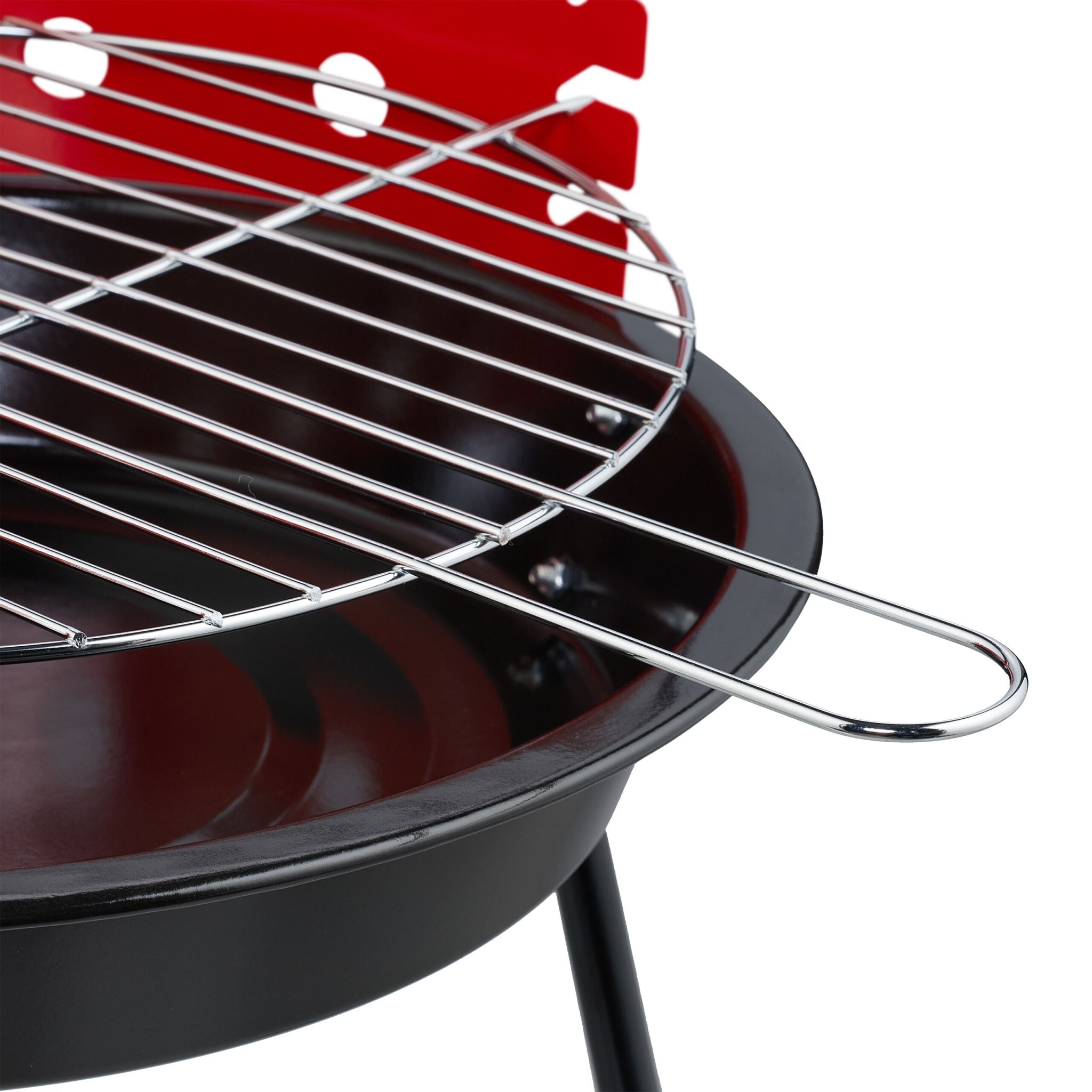 Holzkohlegrill Ø 37cm Dreibein Rot-Schwarz von Relaxdays