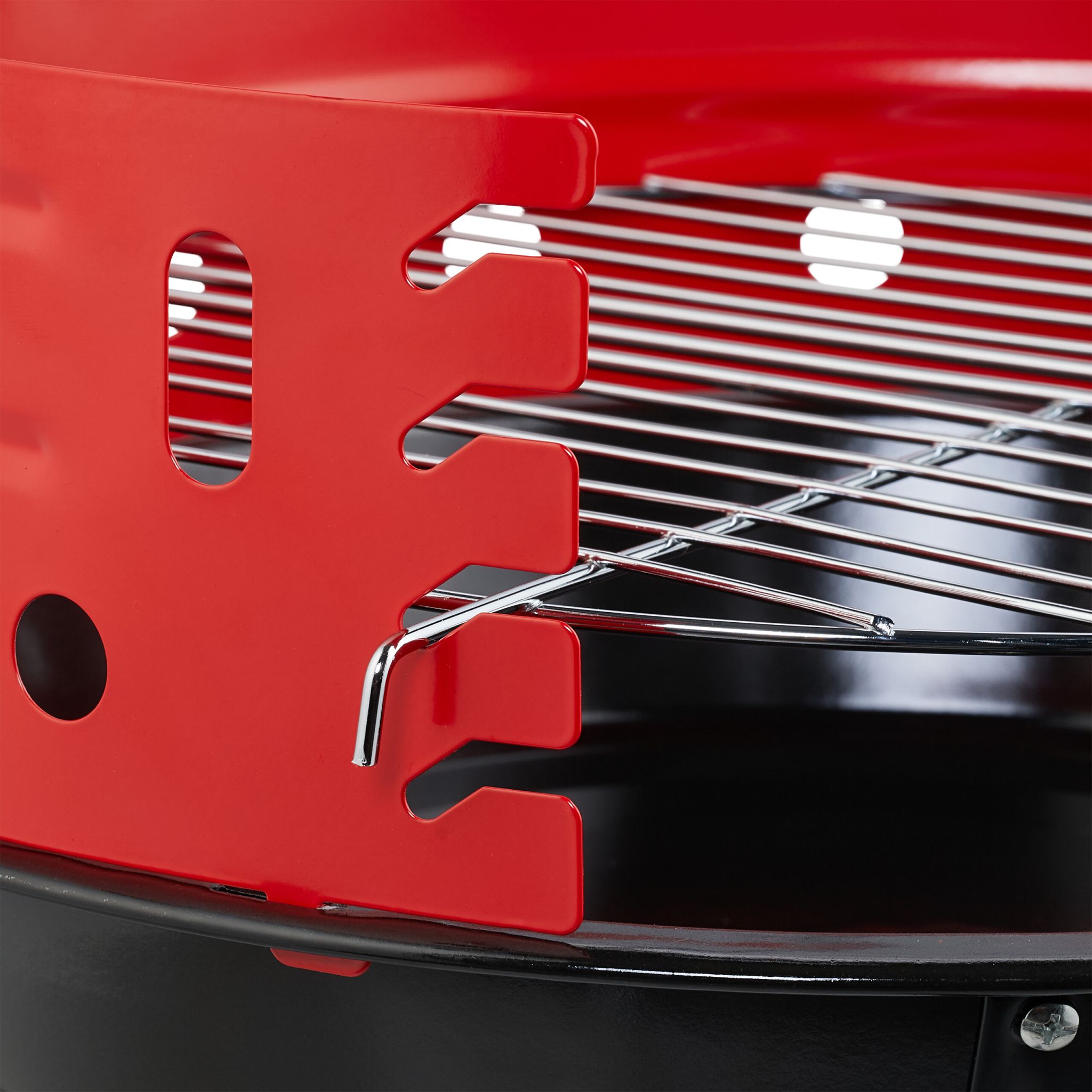 Holzkohlegrill Ø 37cm Dreibein Rot-Schwarz von Relaxdays