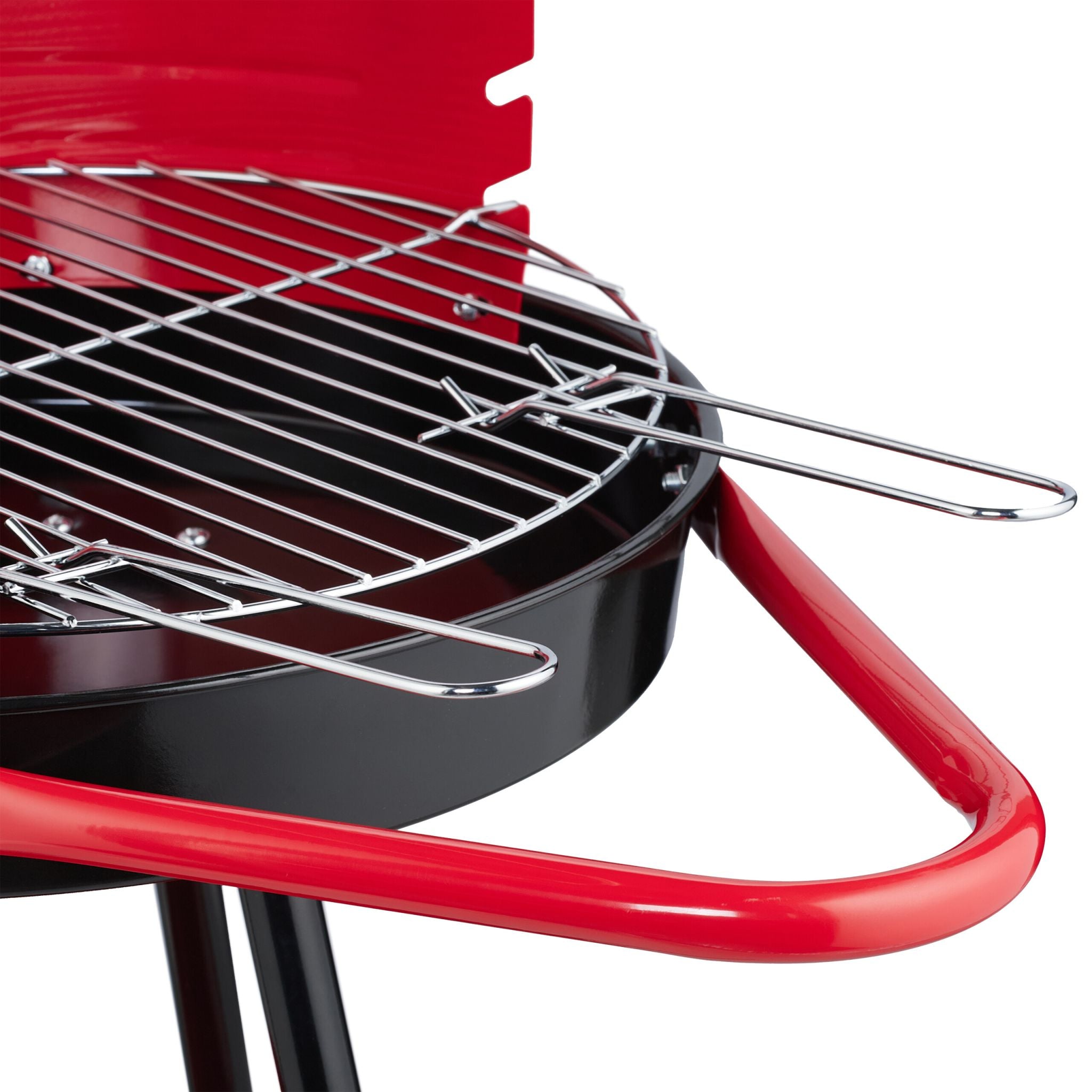 Holzkohlegrill 42cm mit Rollen Rot-Schwarz von Relaxdays