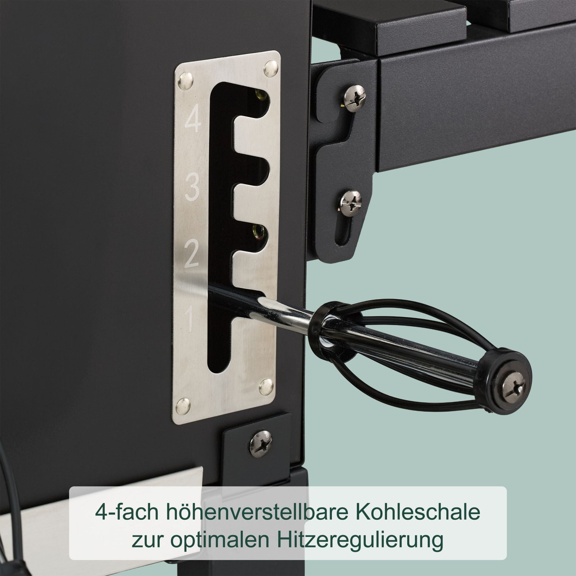 Holzkohlegrill Grillwagen mit Deckel Schwarz-Silber von Relaxdays