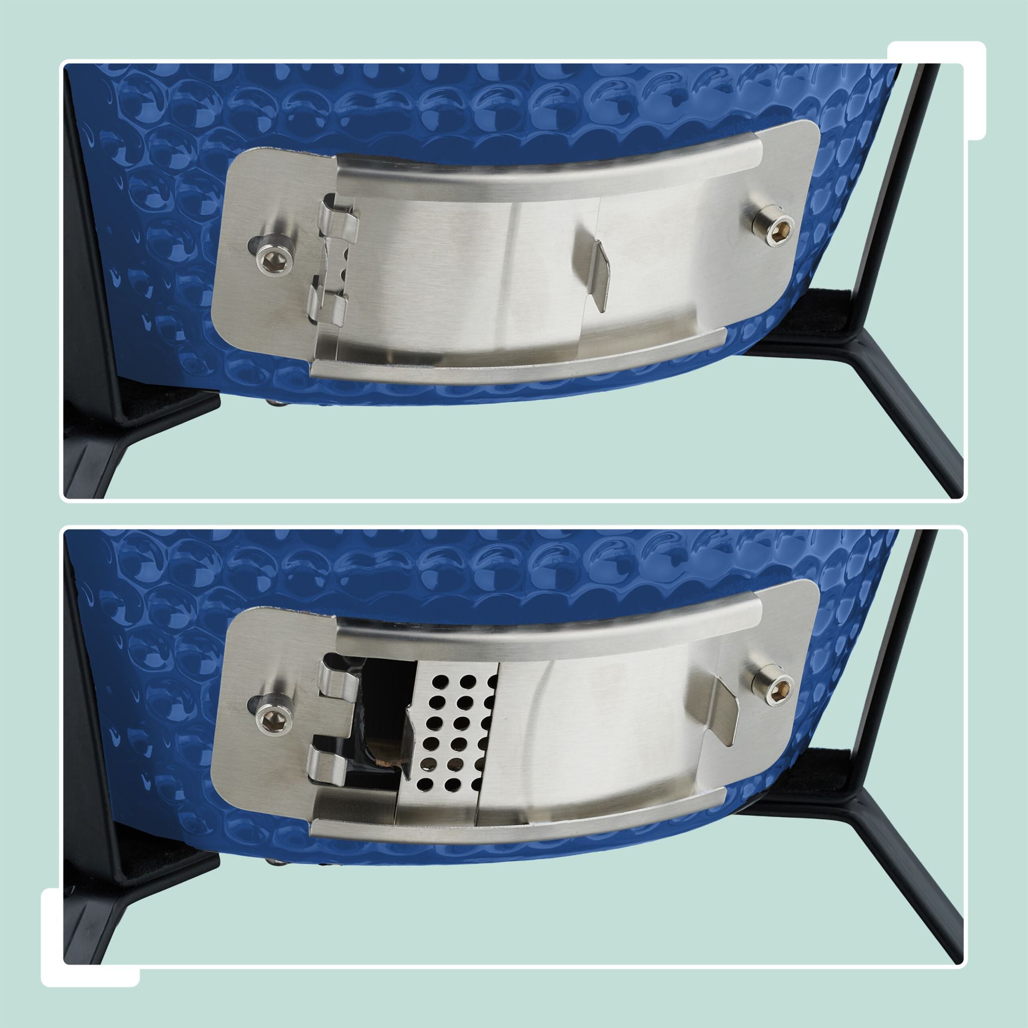 Kamado Grill Keramik Blau-Schwarz von Relaxdays