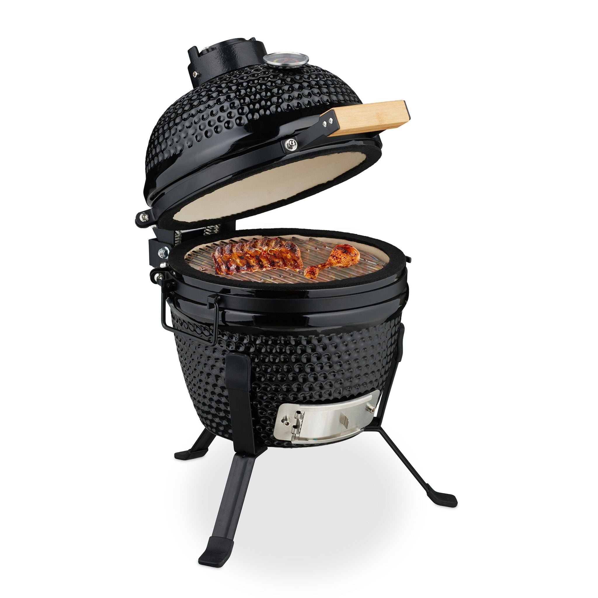 Kamado Grill Keramik Schwarz von Relaxdays