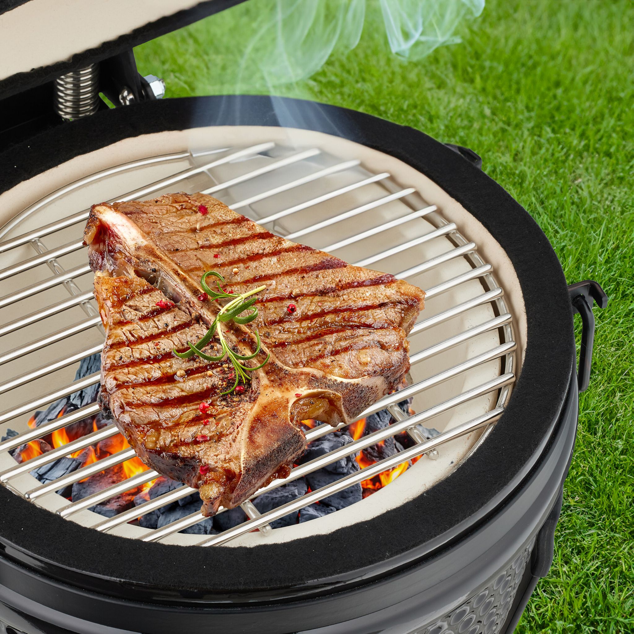 Kamado Grill Keramik Schwarz von Relaxdays