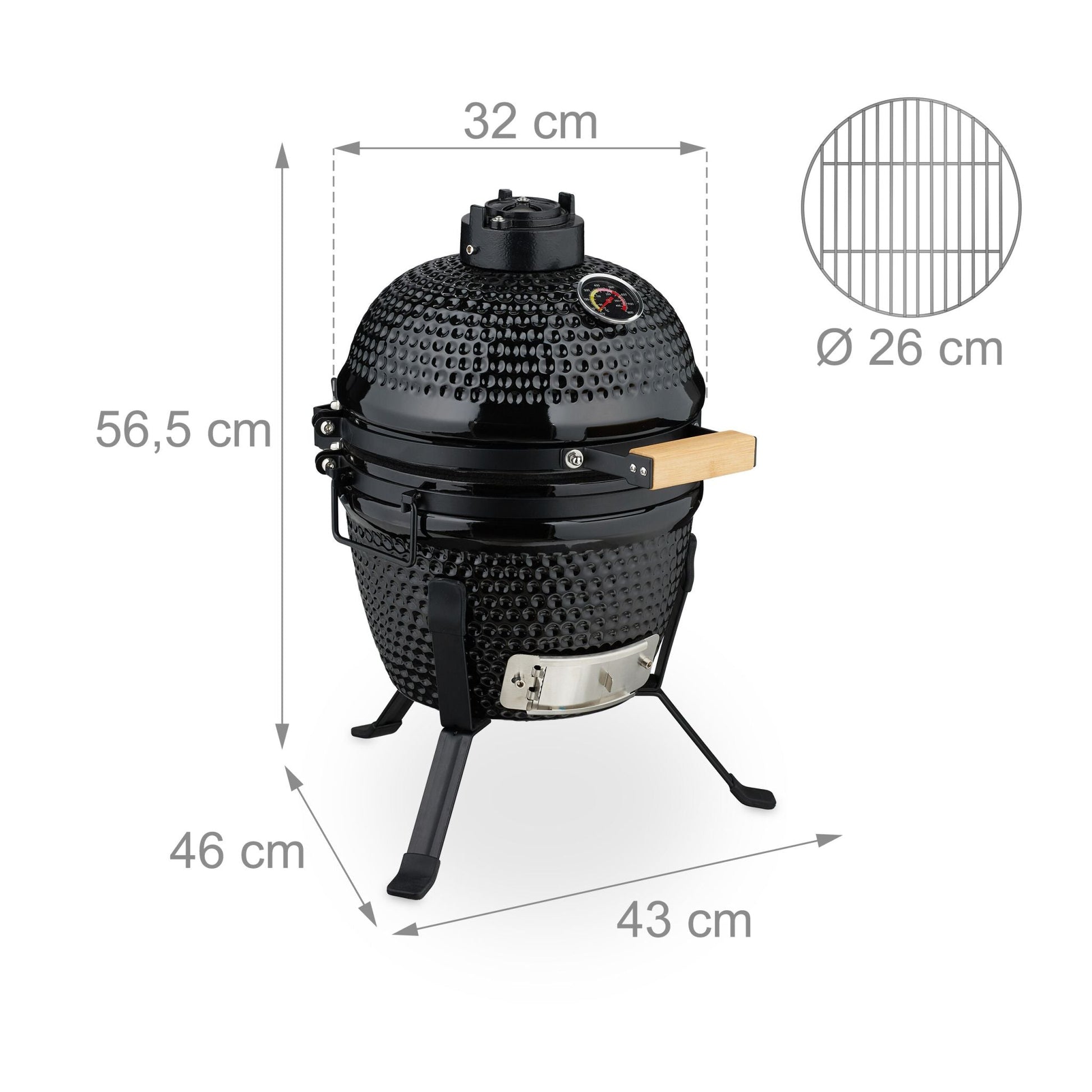 Kamado Grill Keramik Schwarz von Relaxdays