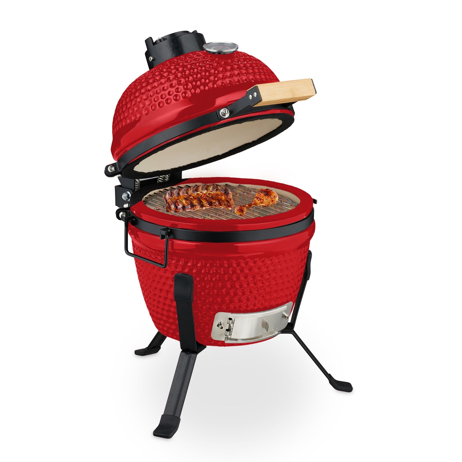 Kamado Grill Keramik Rot-Schwarz von Relaxdays
