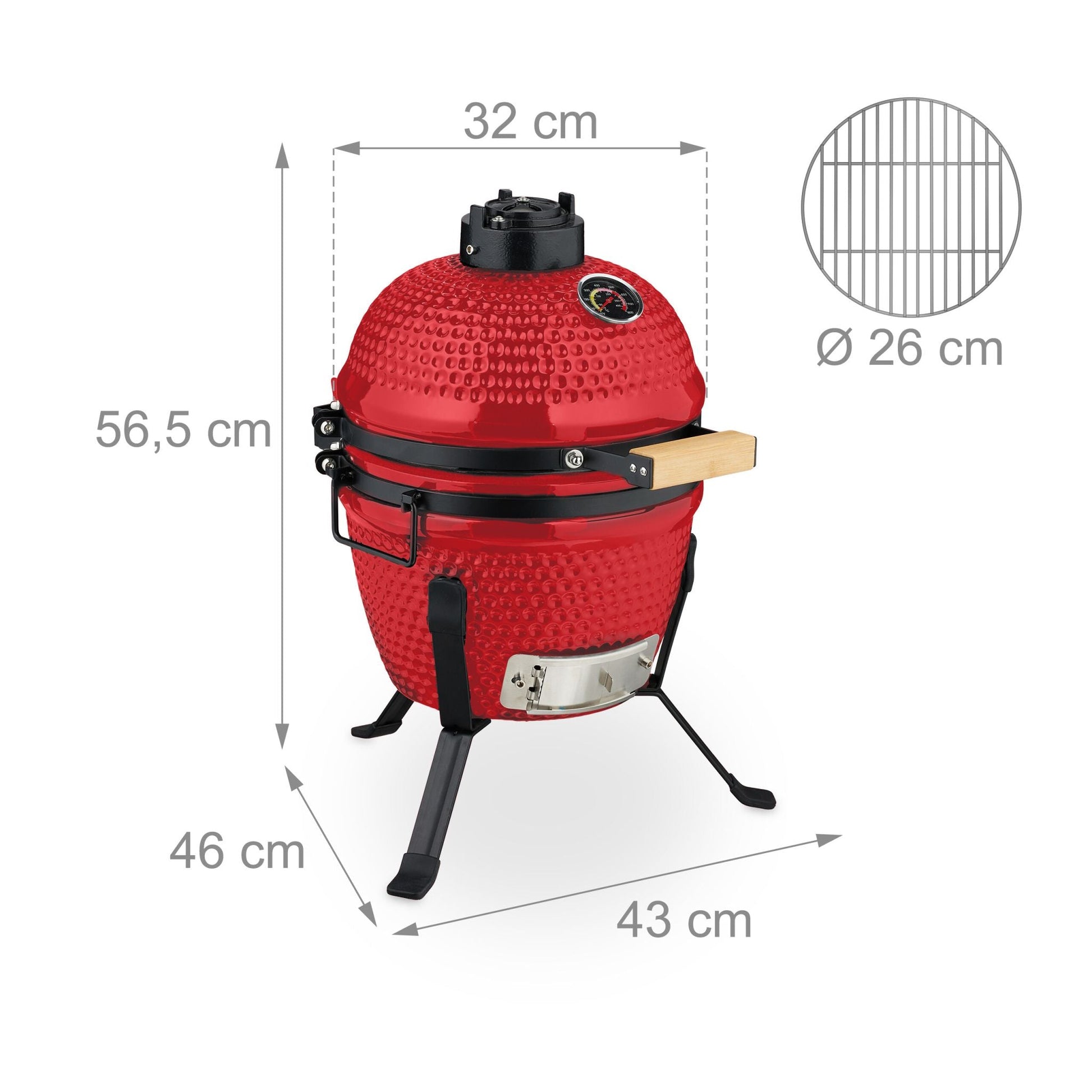Kamado Grill Keramik Rot-Schwarz von Relaxdays