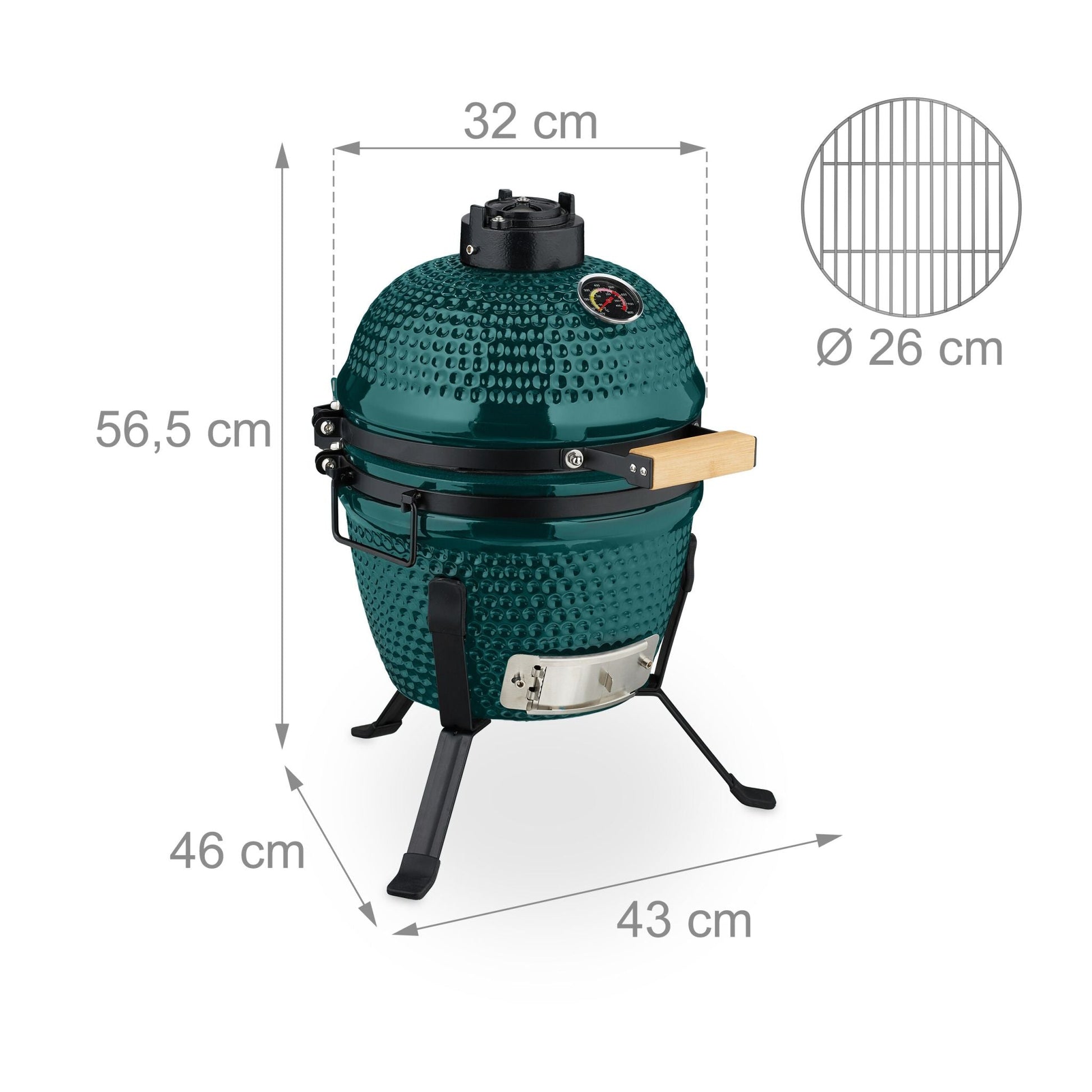 Kamado Grill Keramik Dunkelgrün-Schwarz von Relaxdays