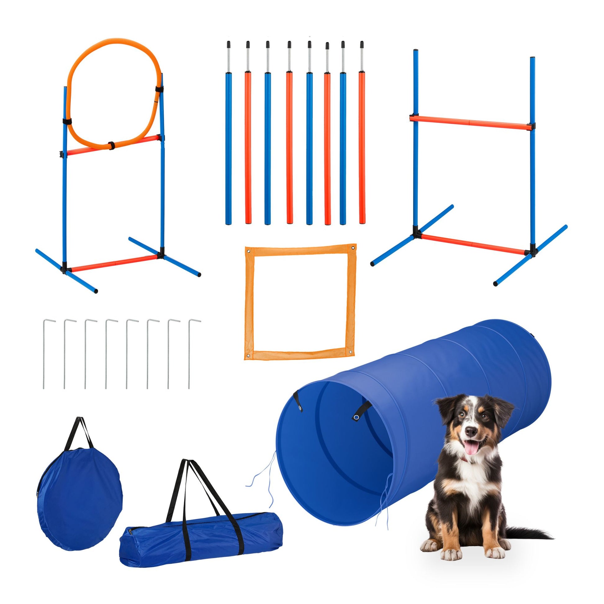 Agility Set für Hunde Blau-Orange von Relaxdays