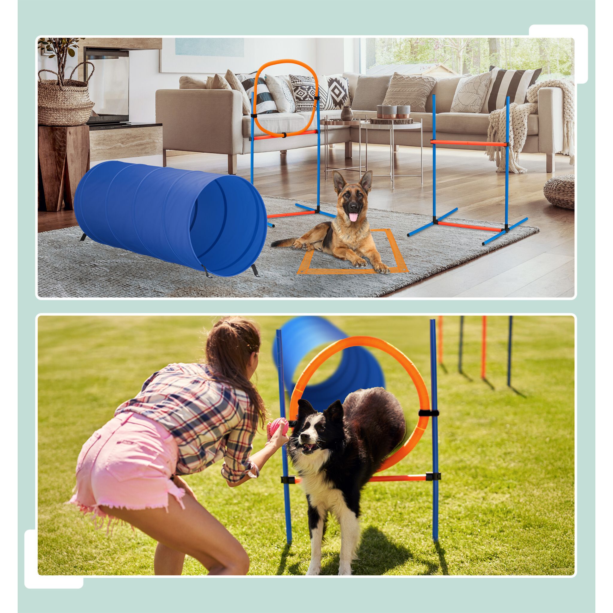 Agility Set für Hunde Blau-Orange von Relaxdays