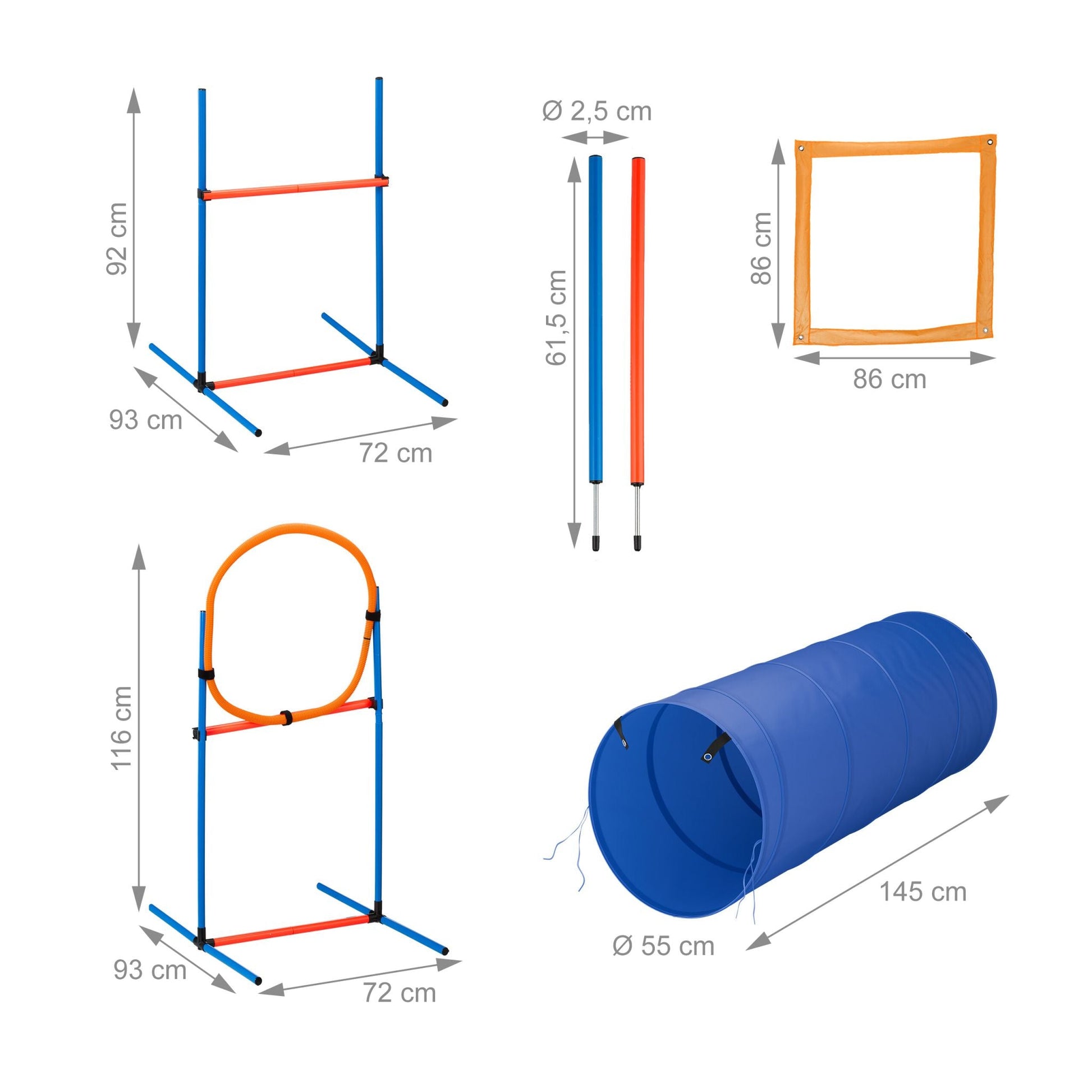 Agility Set für Hunde Blau-Orange von Relaxdays