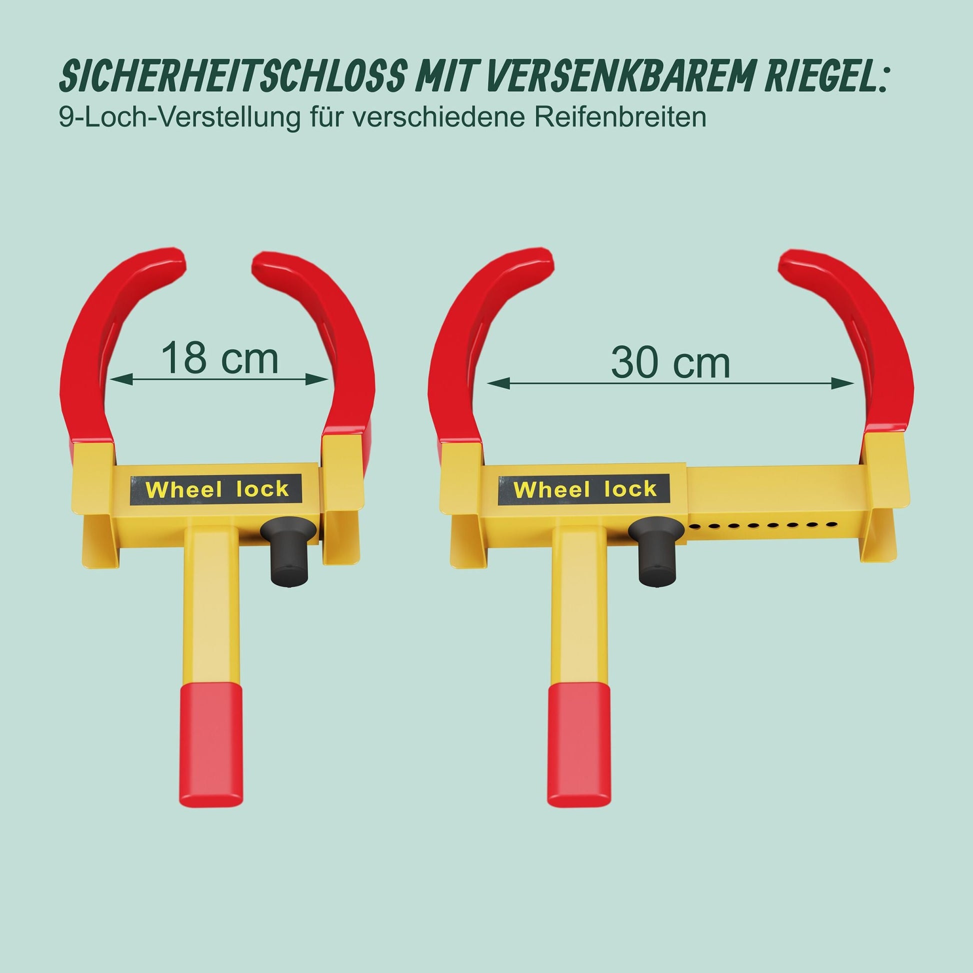 Radkralle für PKW mit Sicherheitsschloss Gelb-Rot-Schwarz von Relaxdays