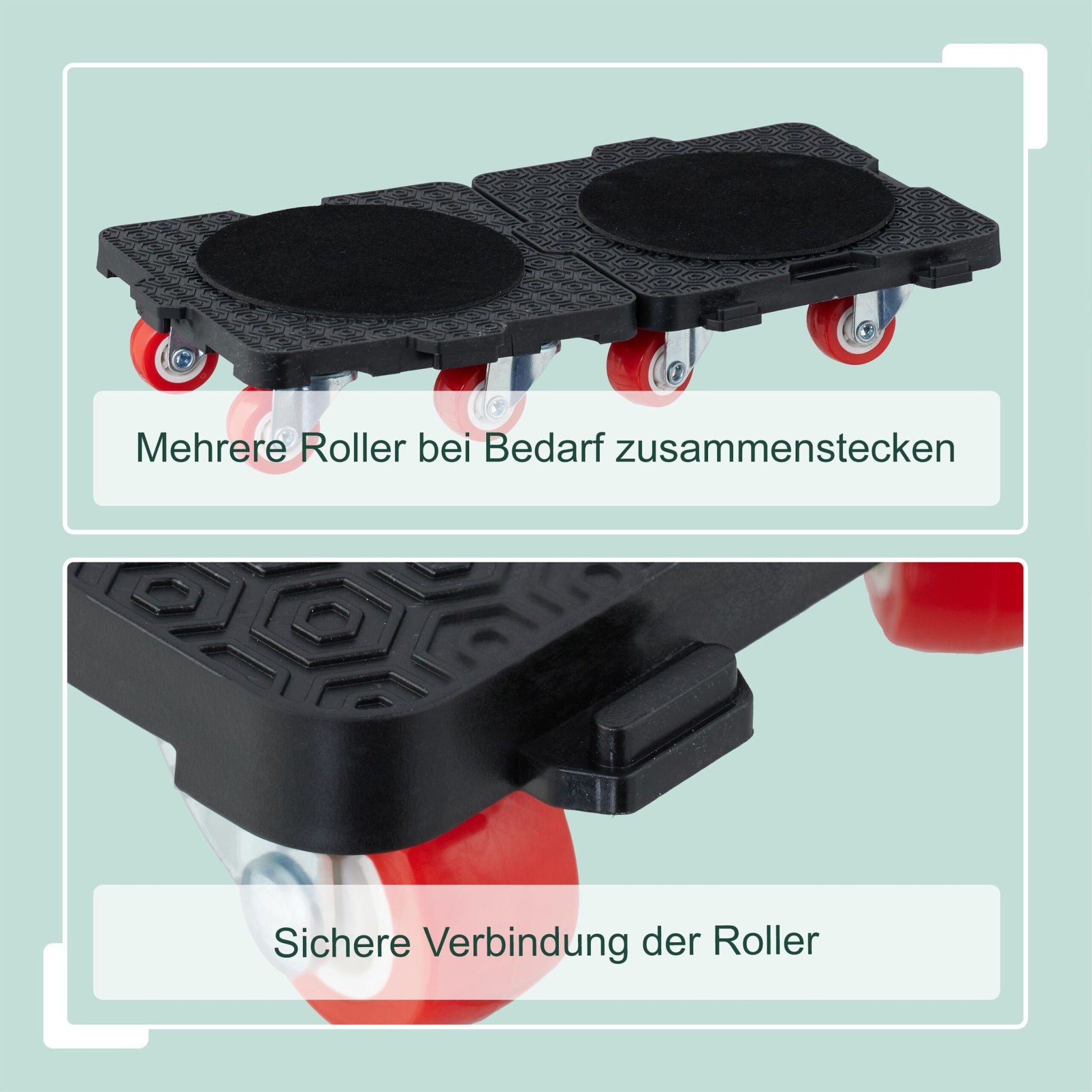 Möbelheber und Möbelroller-Set Rot-Schwarz-Silber von Relaxdays