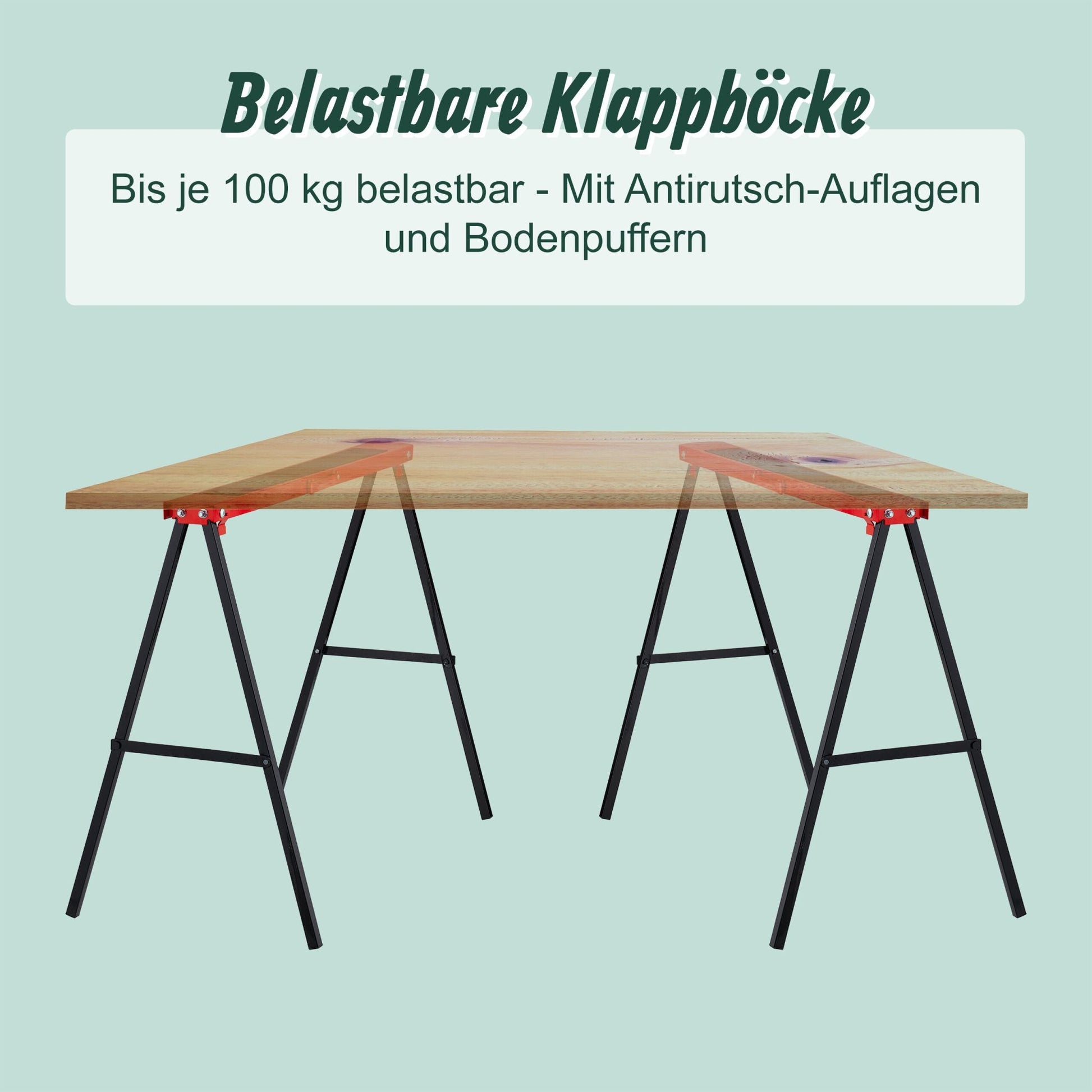 Klappbarer Arbeitsbock 100 kg 2er-Set Rot-Schwarz von Relaxdays