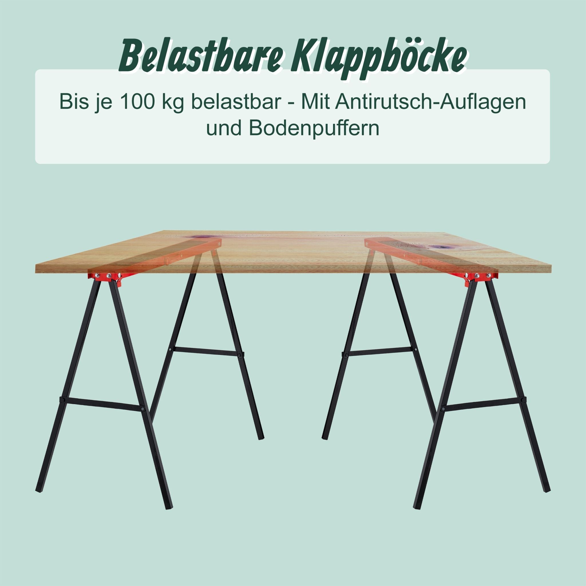 Klappbarer Arbeitsbock 100 kg 2er-Set Rot-Schwarz von Relaxdays