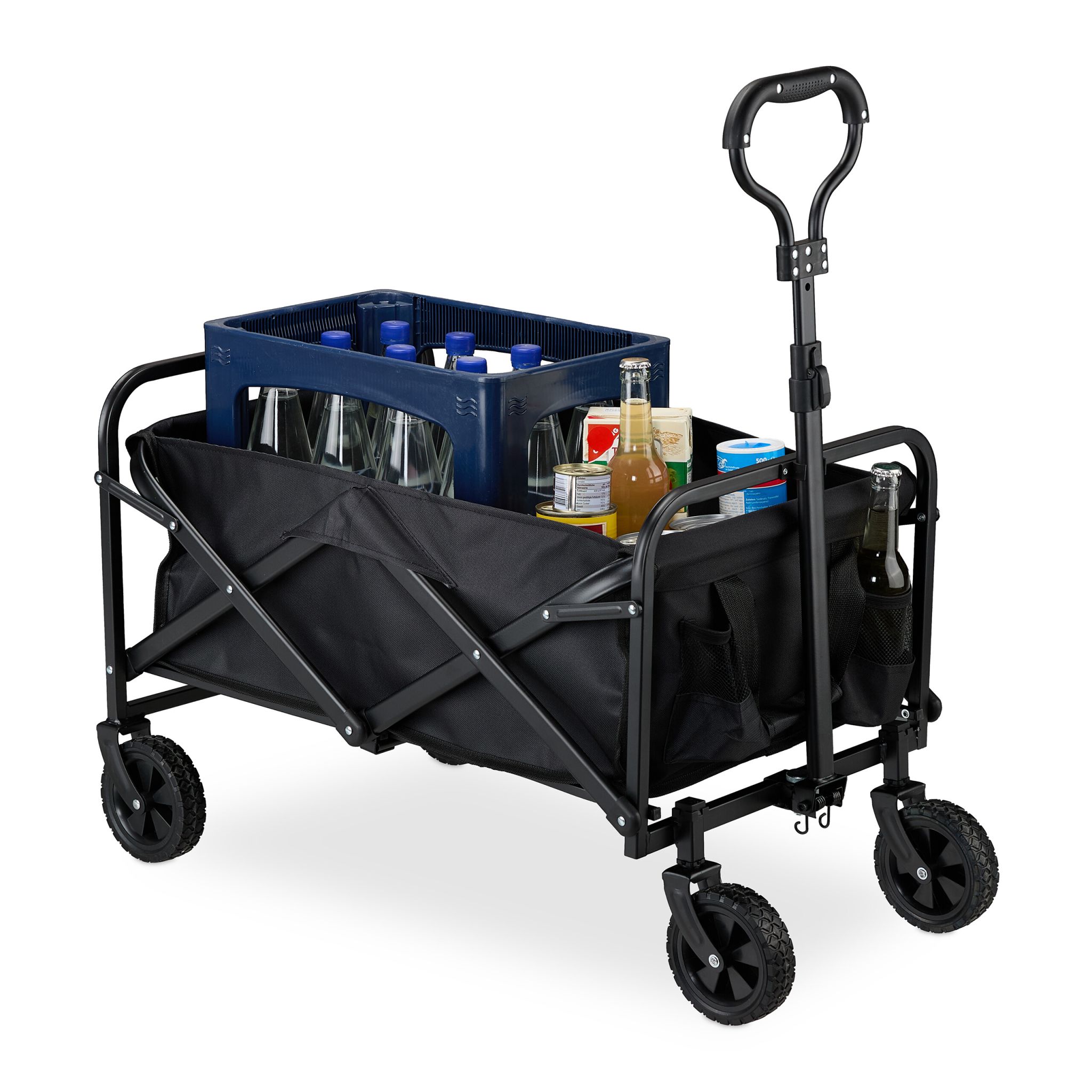 Faltbarer Bollerwagen Schwarz von Relaxdays