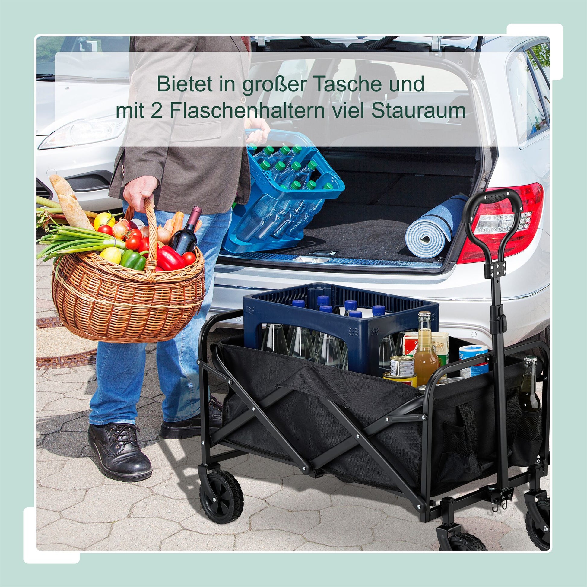 Faltbarer Bollerwagen Schwarz von Relaxdays