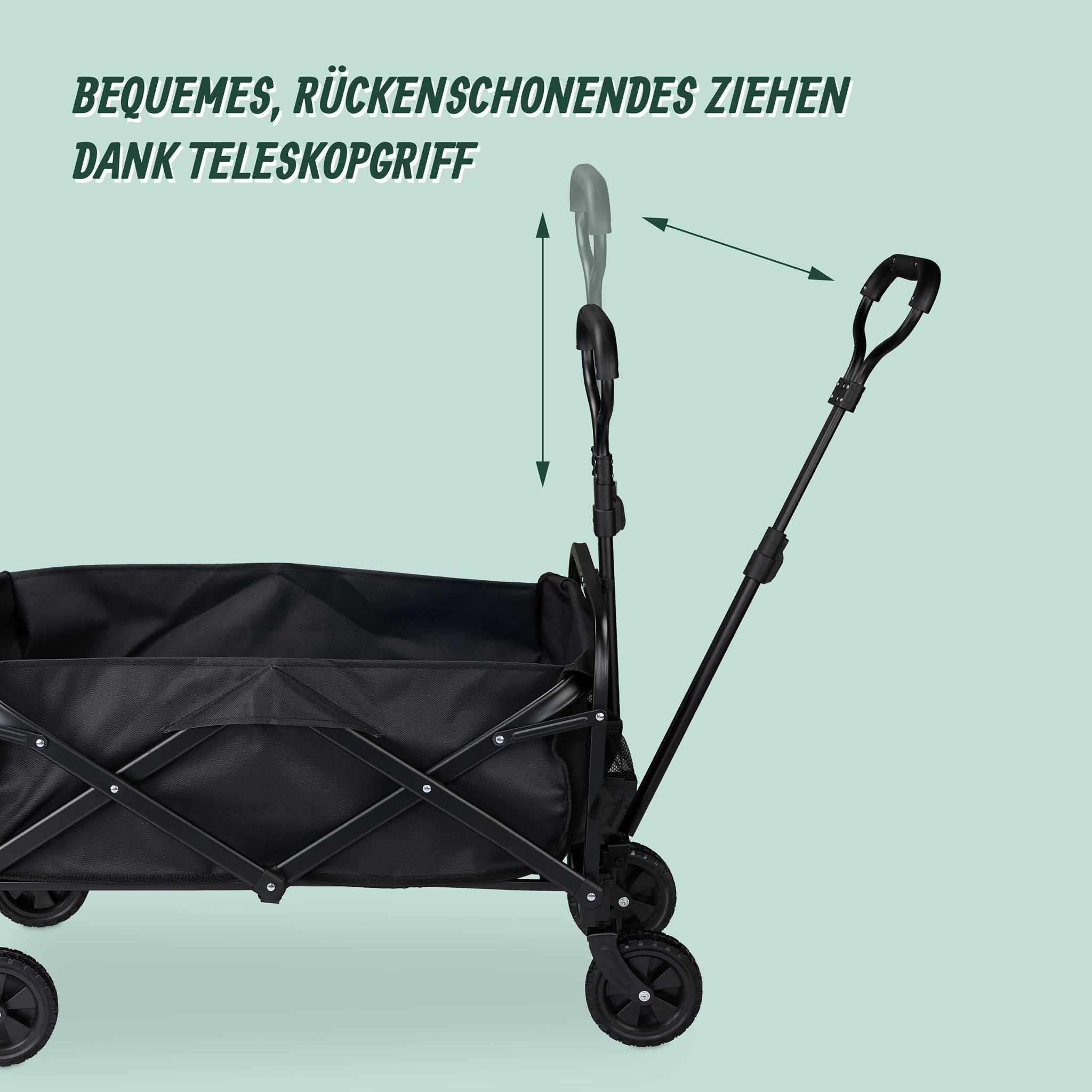 Faltbarer Bollerwagen Schwarz von Relaxdays