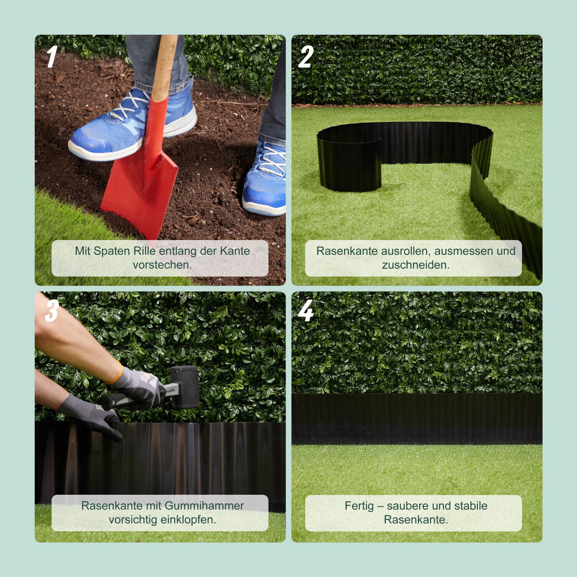Rasenkante Kunststoff 9m Schwarz von Relaxdays