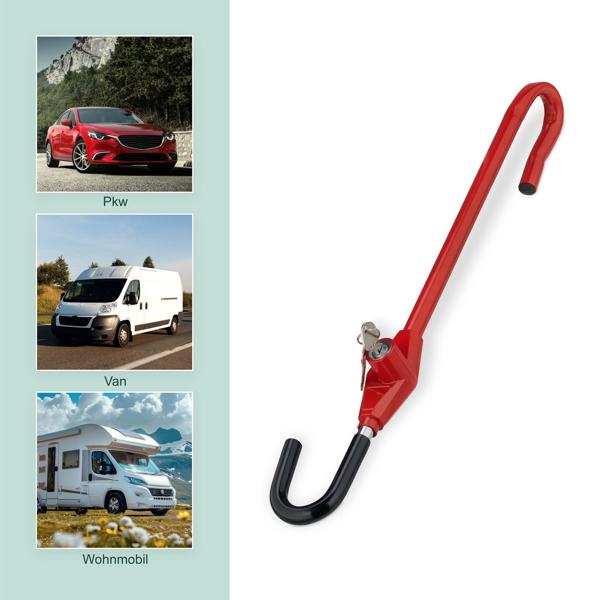 Universal Lenkradschloss für Autos Rot-Schwarz-Silber von Relaxdays