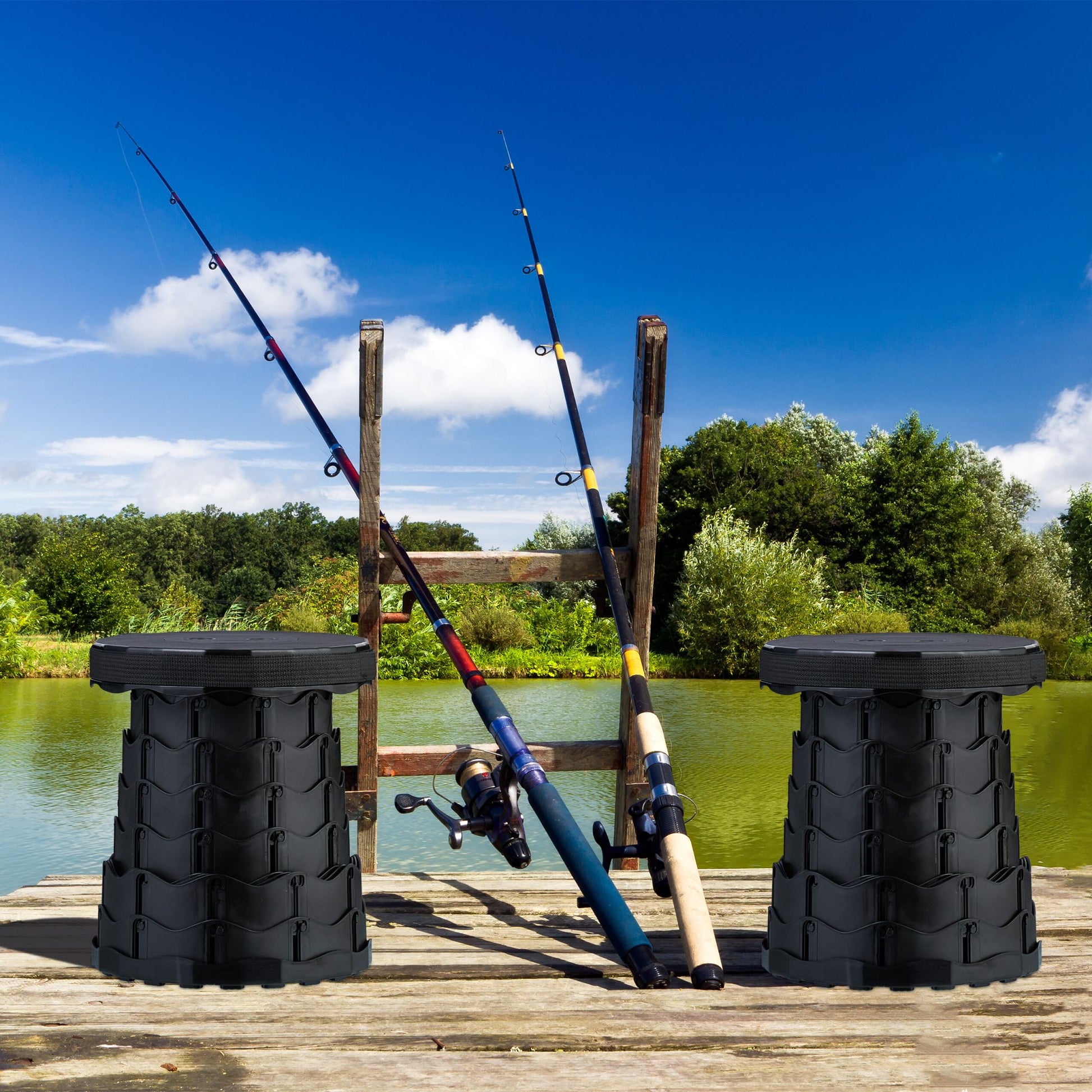 Teleskophocker Camping 2er-Set Schwarz von Relaxdays