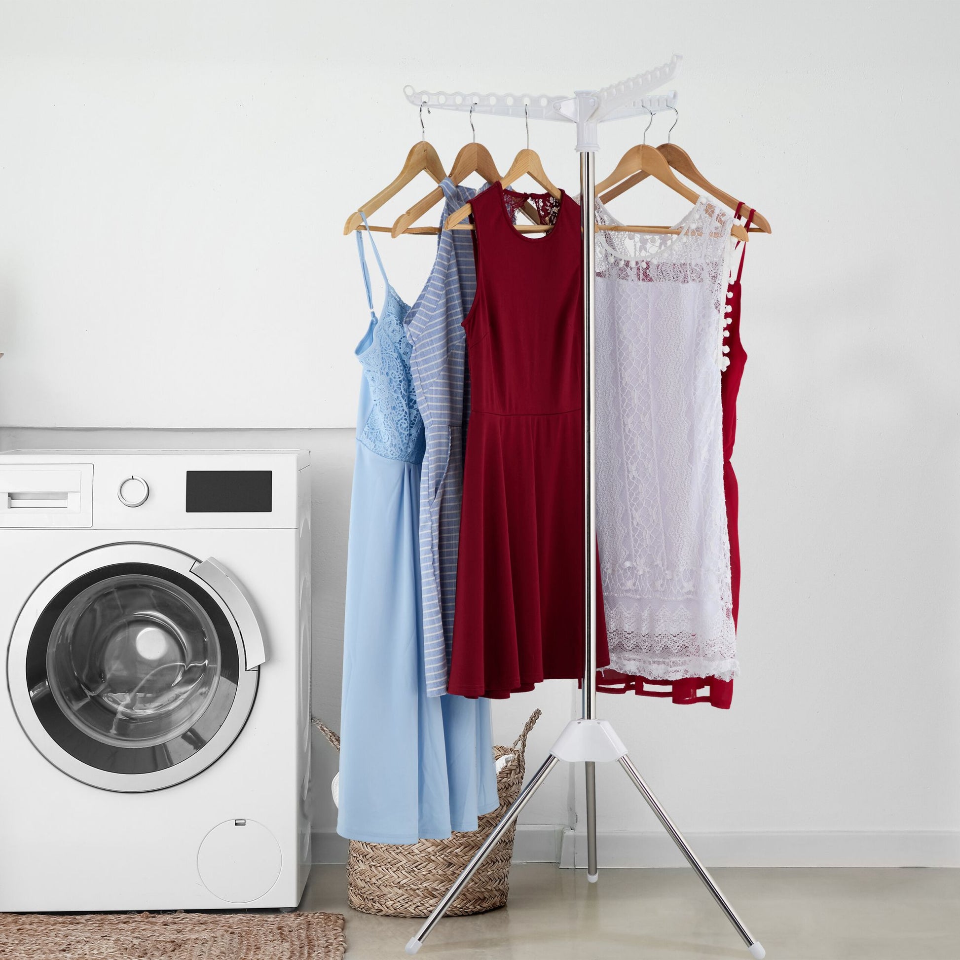 Wäscheständer für Kleiderbügel Weiss-Silber von Relaxdays