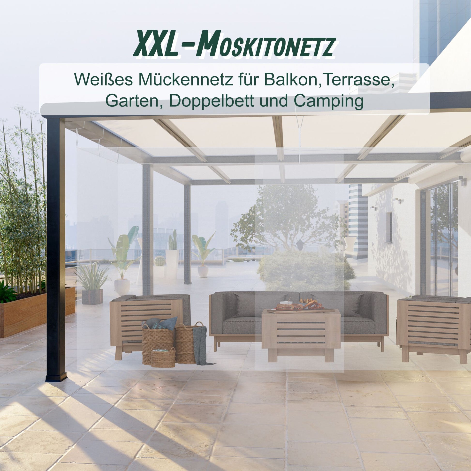 Moskitonetz XXL Weiss von Relaxdays