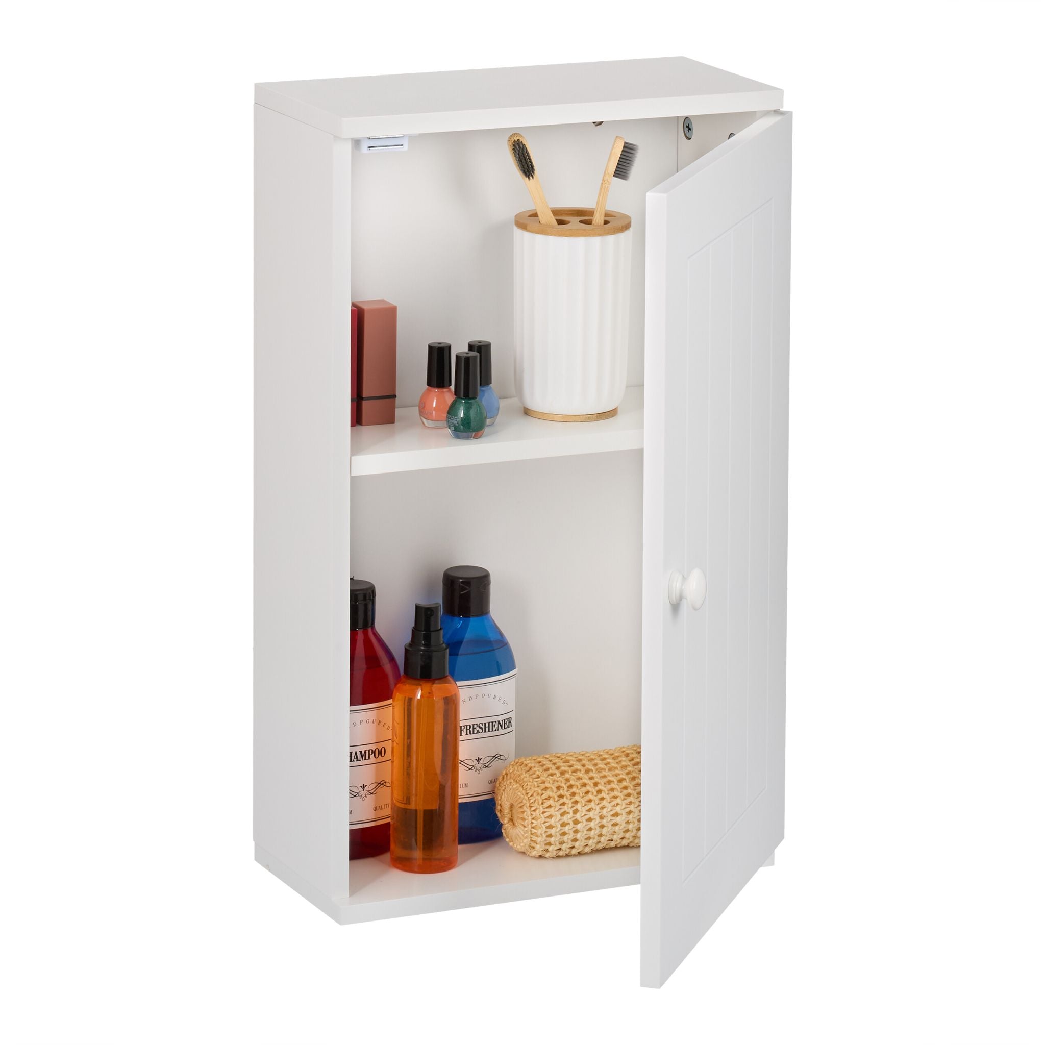Hängender Badschrank mit Tür Weiss von Relaxdays