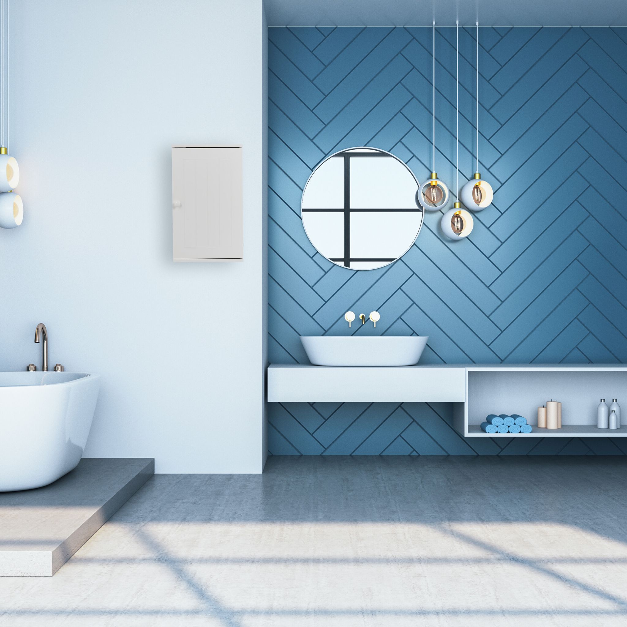 Hängender Badschrank mit Tür Weiss von Relaxdays