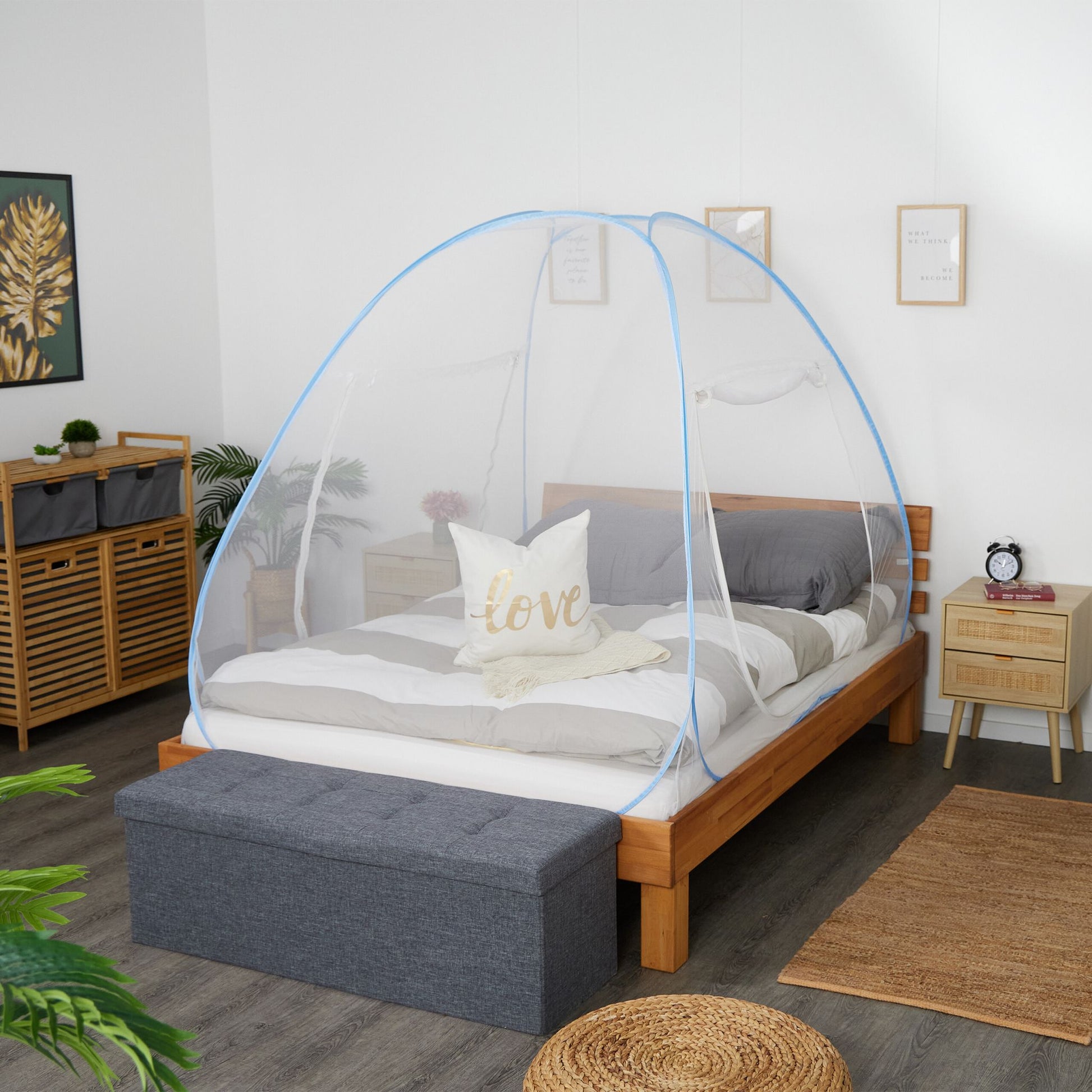 Faltbares Moskitonetz Weiss-Türkis von Relaxdays