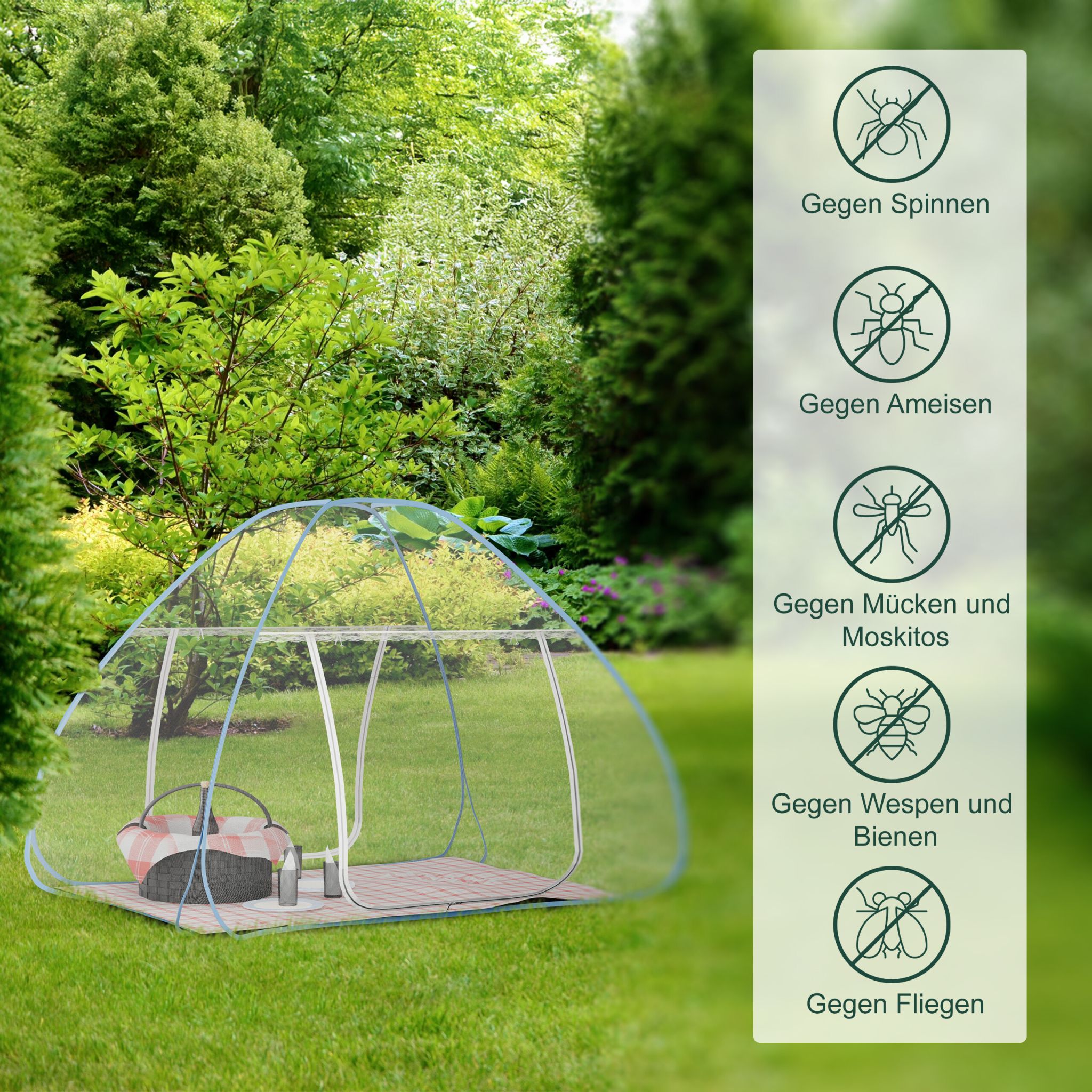 Faltbares Moskitonetz Weiss-Türkis von Relaxdays