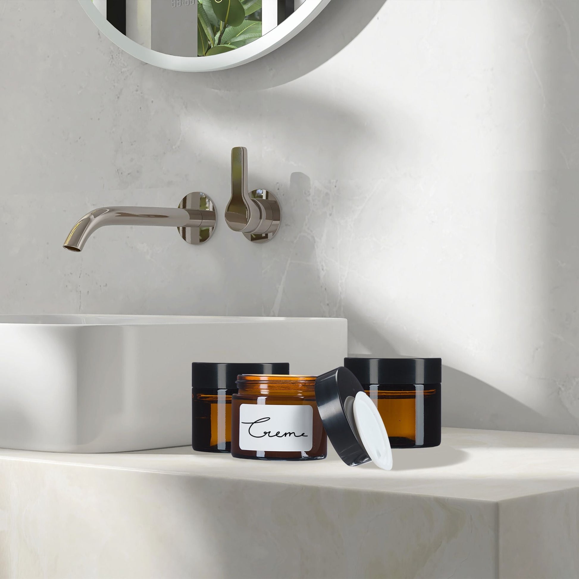Salbentiegel Braunglas 60 ml Set Braun-Schwarz von Relaxdays
