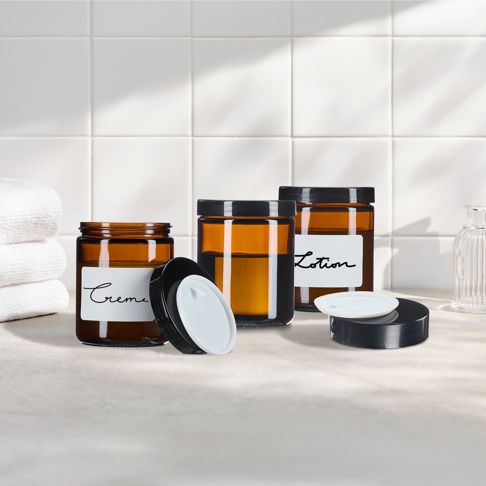 Salbentiegel Braunglas 12er-Set Braun-Schwarz von Relaxdays