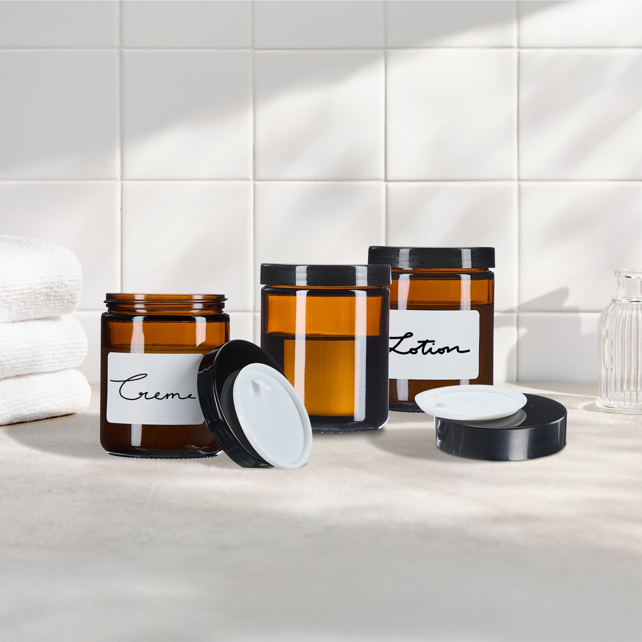 Salbentiegel Braunglas 12er-Set Braun-Schwarz von Relaxdays