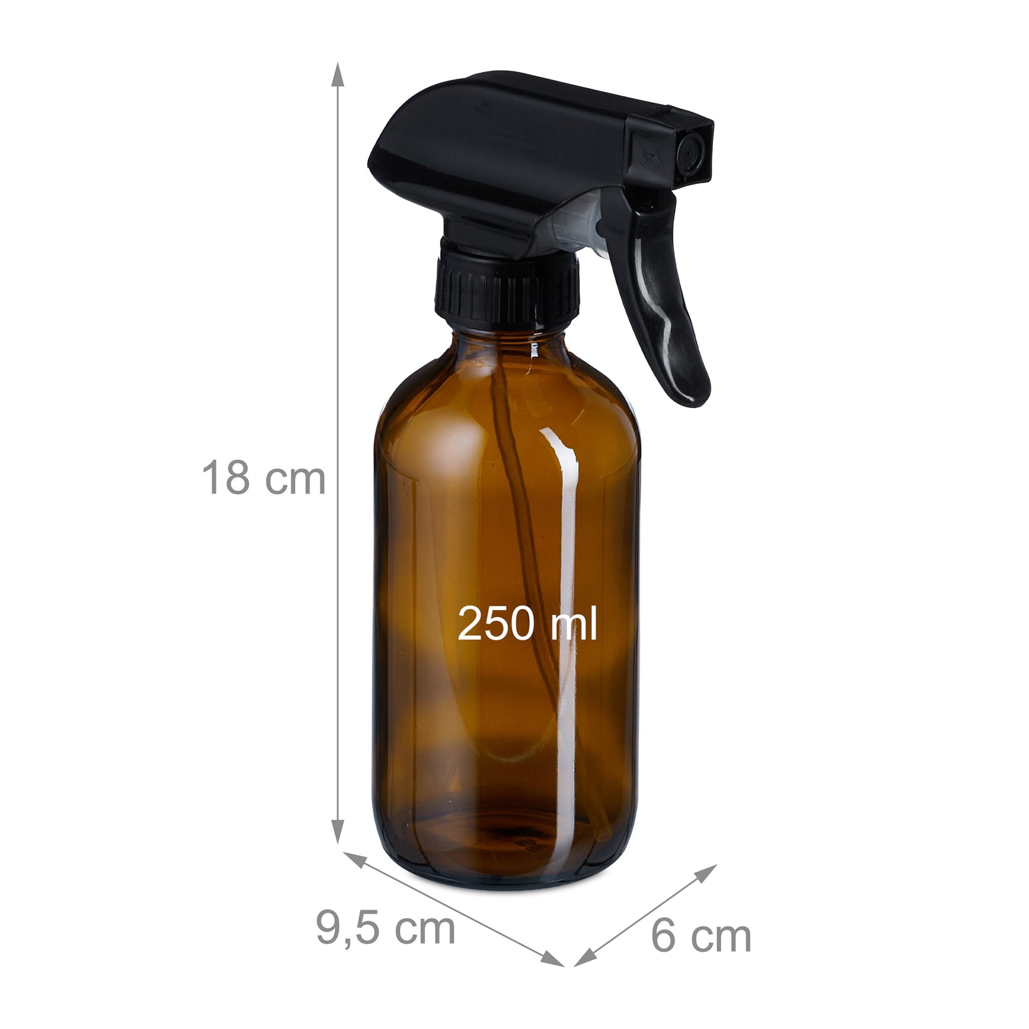 Sprühflasche Braunglas 4er-Set Braun-Schwarz von Relaxdays