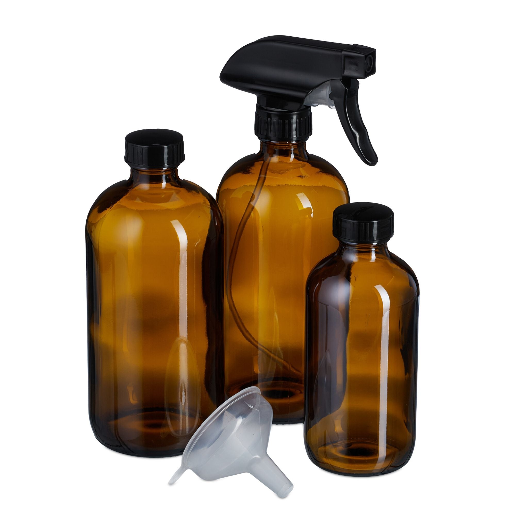 Sprühflasche Braunglas 4er-Set Braun-Schwarz von Relaxdays