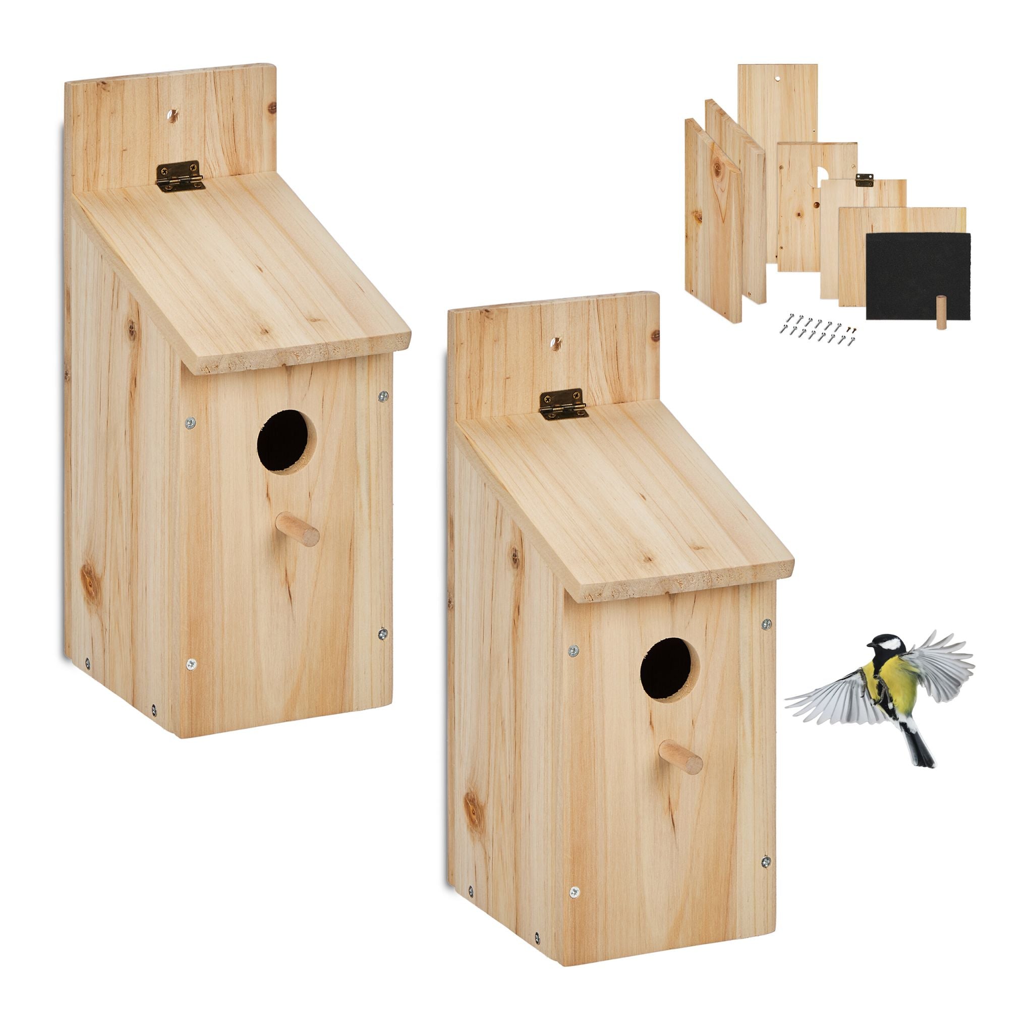 Nistkasten Bausatz für Vögel 2er-Set Hellbraun von Relaxdays