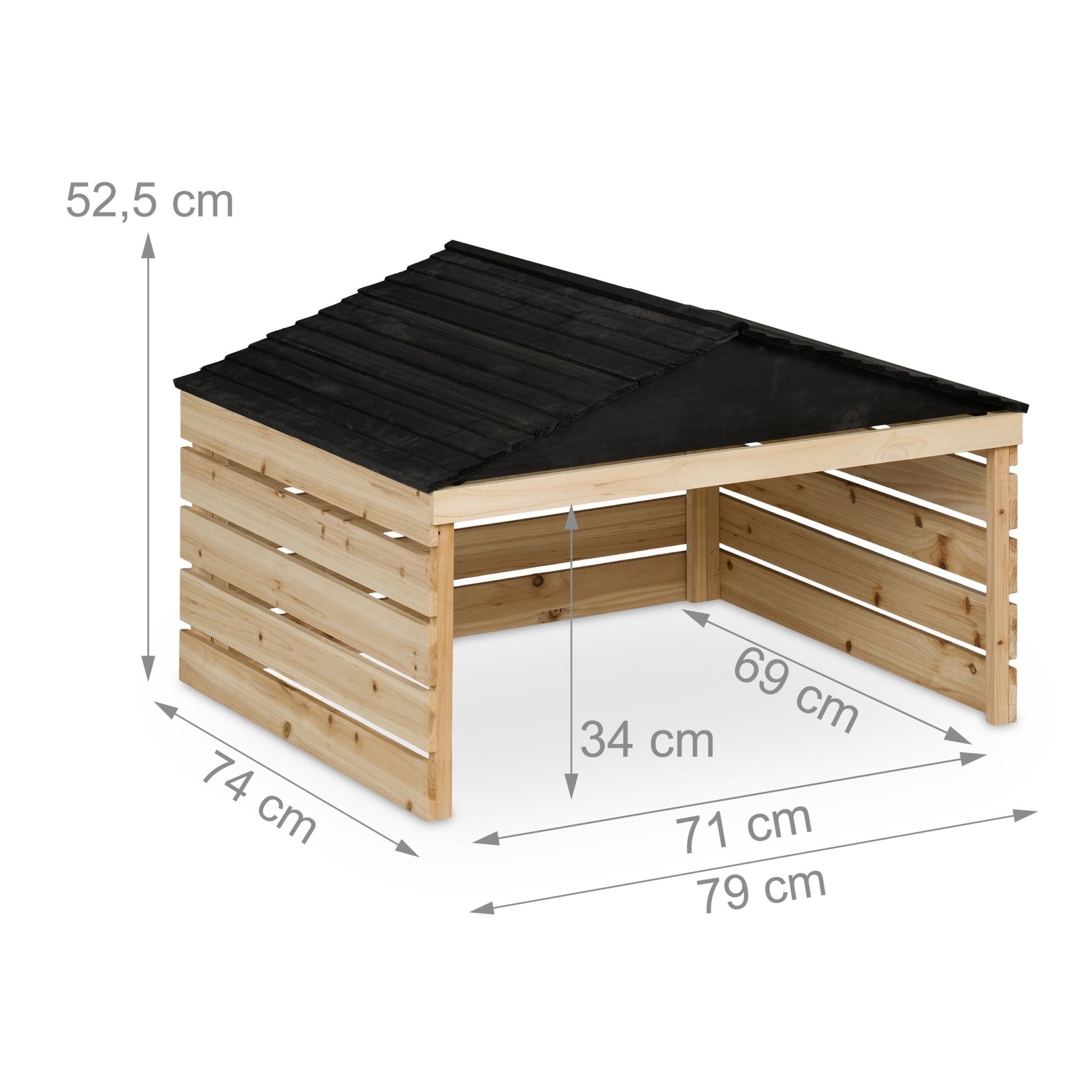 Mähroboter Garage Holz Hellbraun-Schwarz von Relaxdays