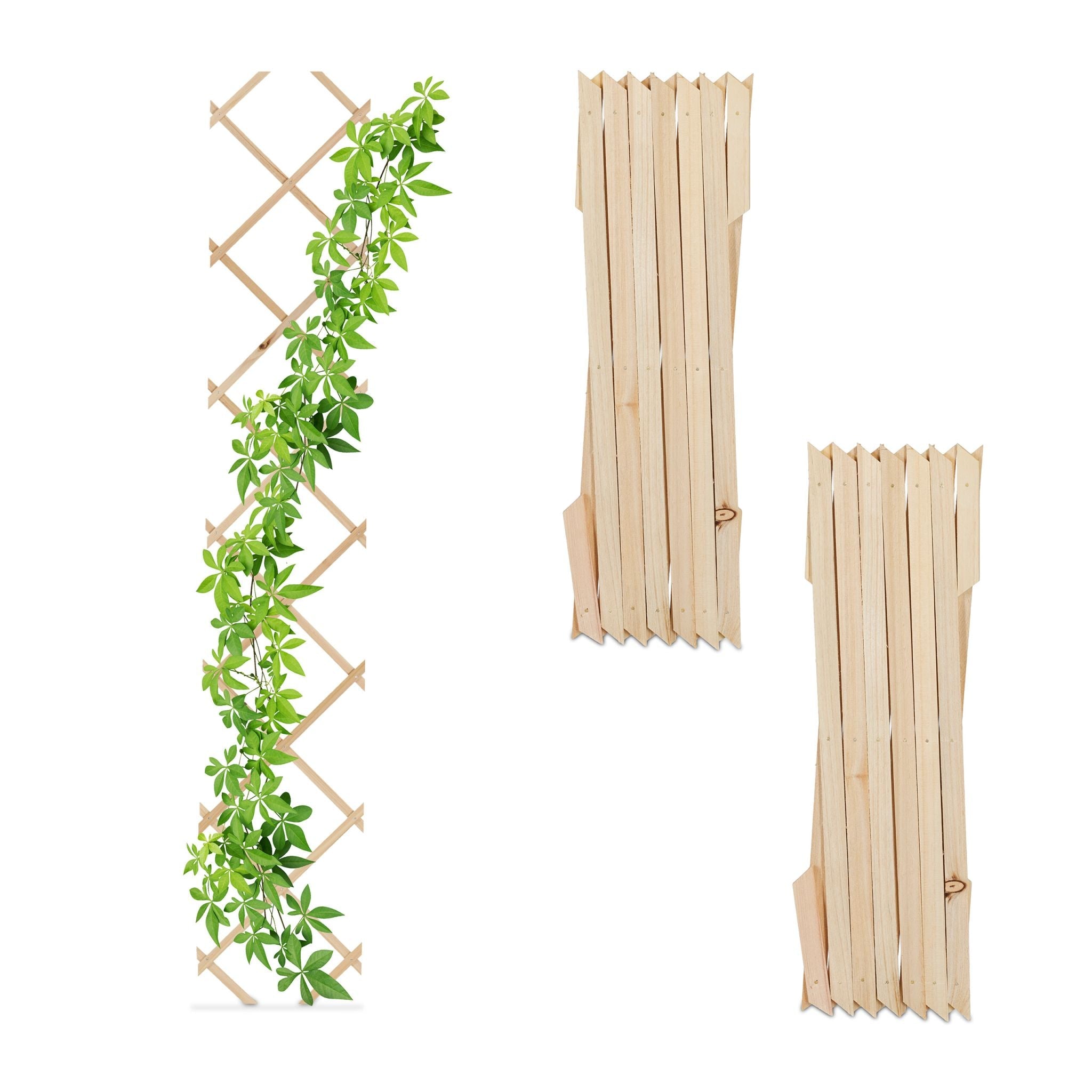 Ausziehbares Rankgitter 3er-Set Hellbraun von Relaxdays