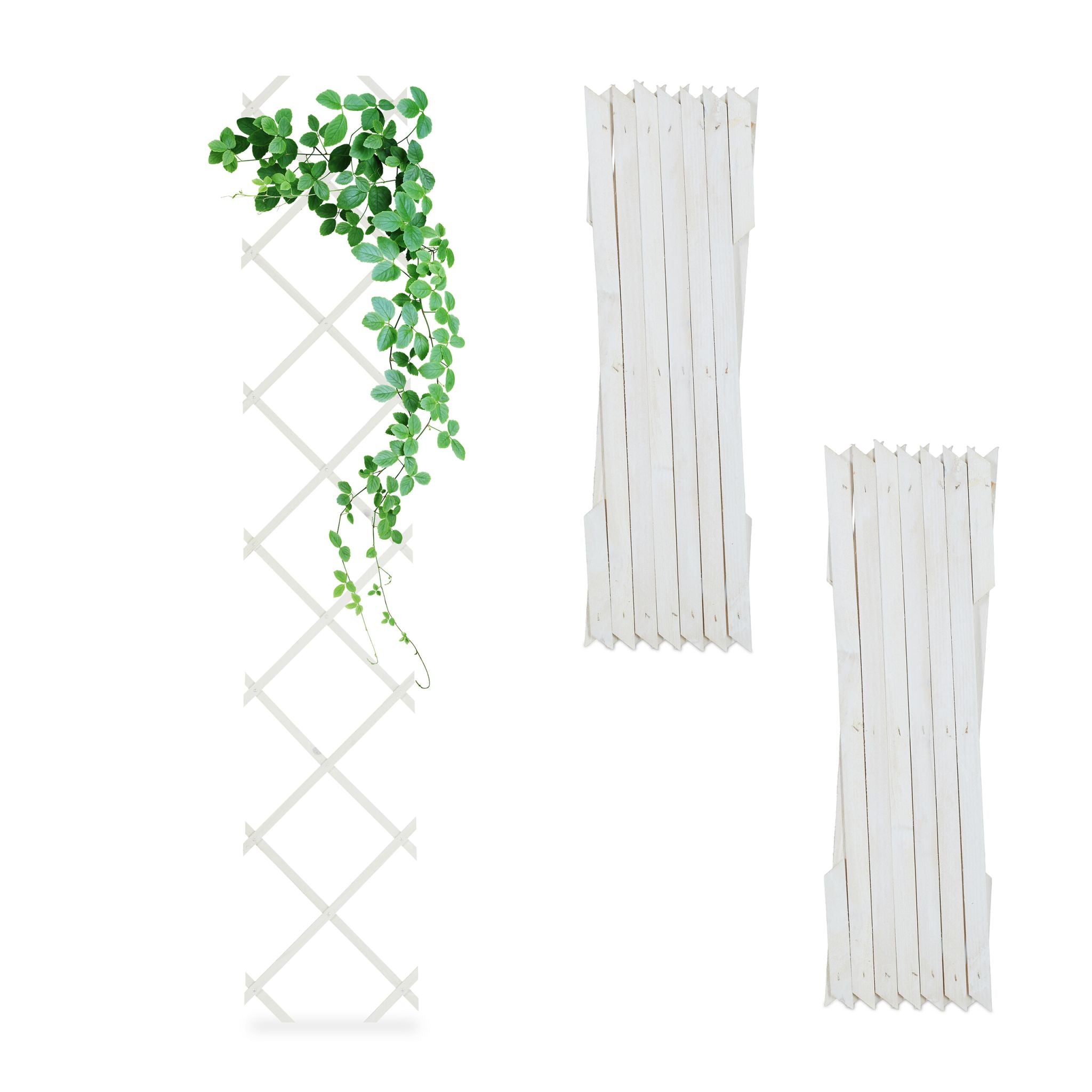 Ausziehbares Rankgitter 3er-Set Weiss von Relaxdays