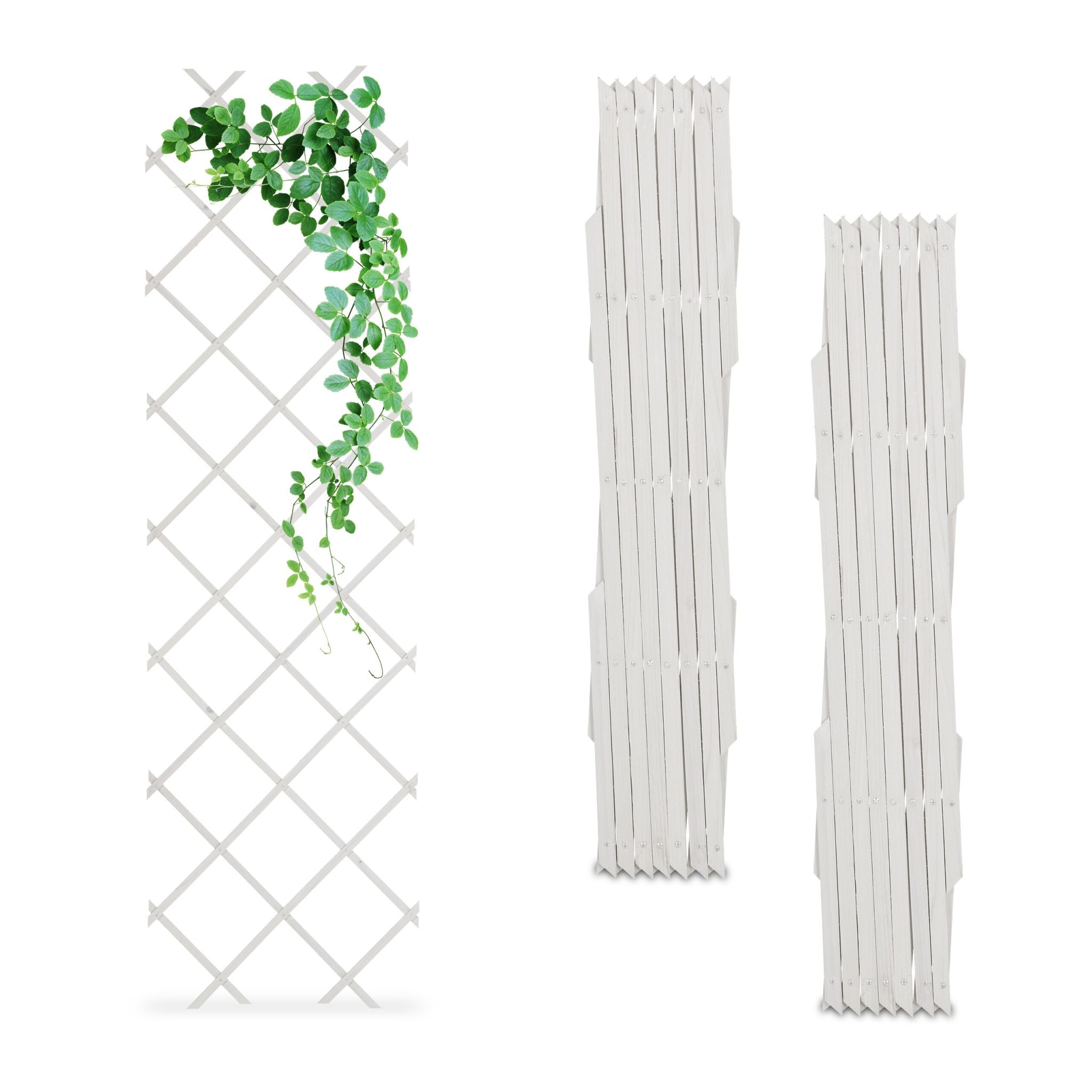 Ausziehbares Rankgitter 3er-Set Weiss von Relaxdays