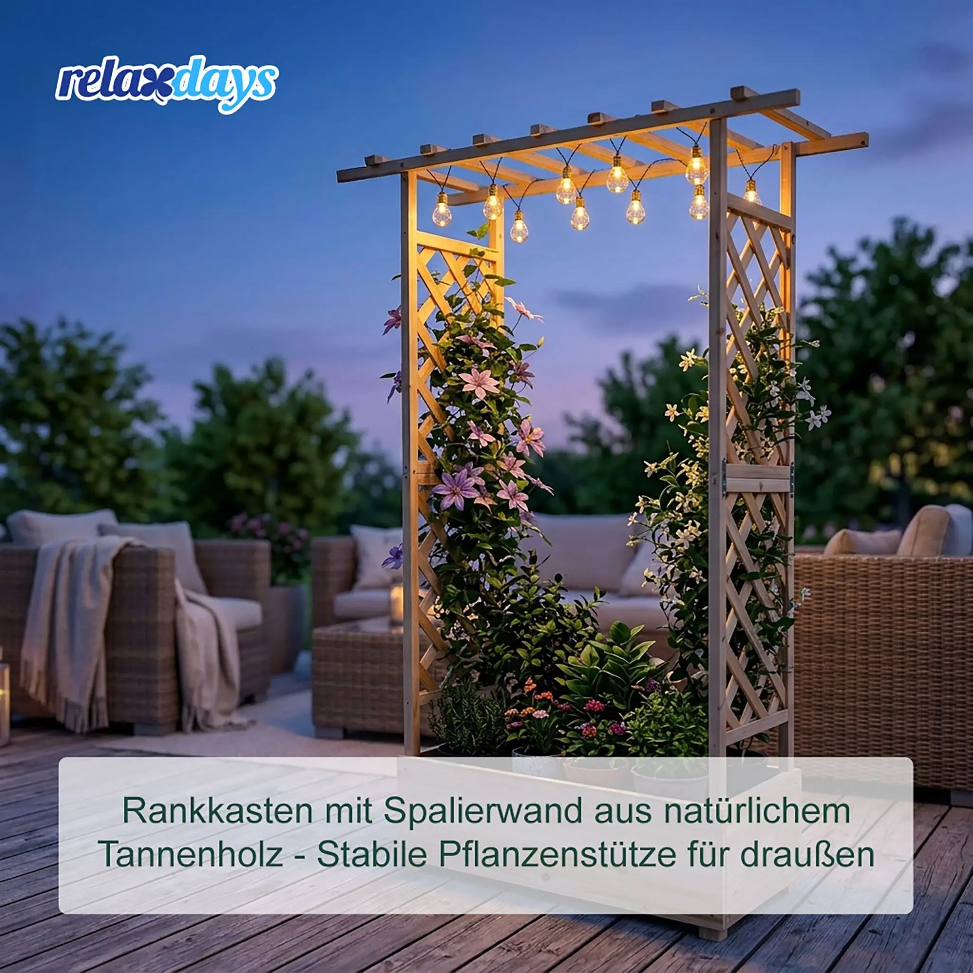 Blumenkasten mit Rankgitter & Dach Hellbraun von Relaxdays