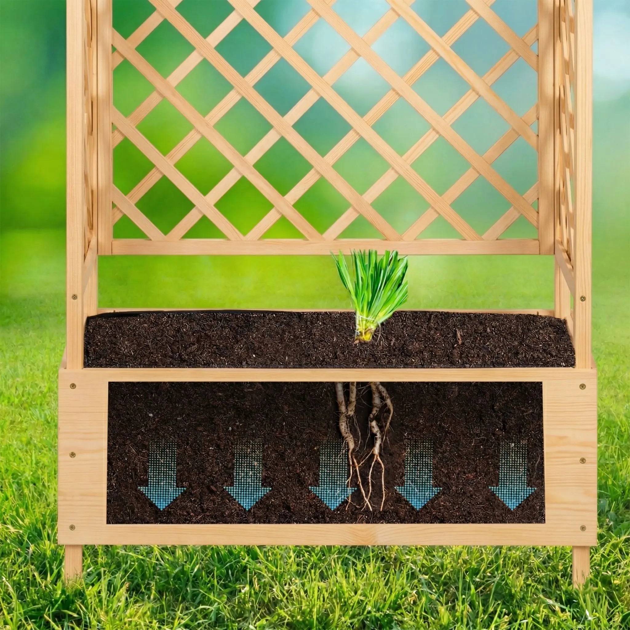 Blumenkasten mit Rankgitter & Dach Hellbraun von Relaxdays