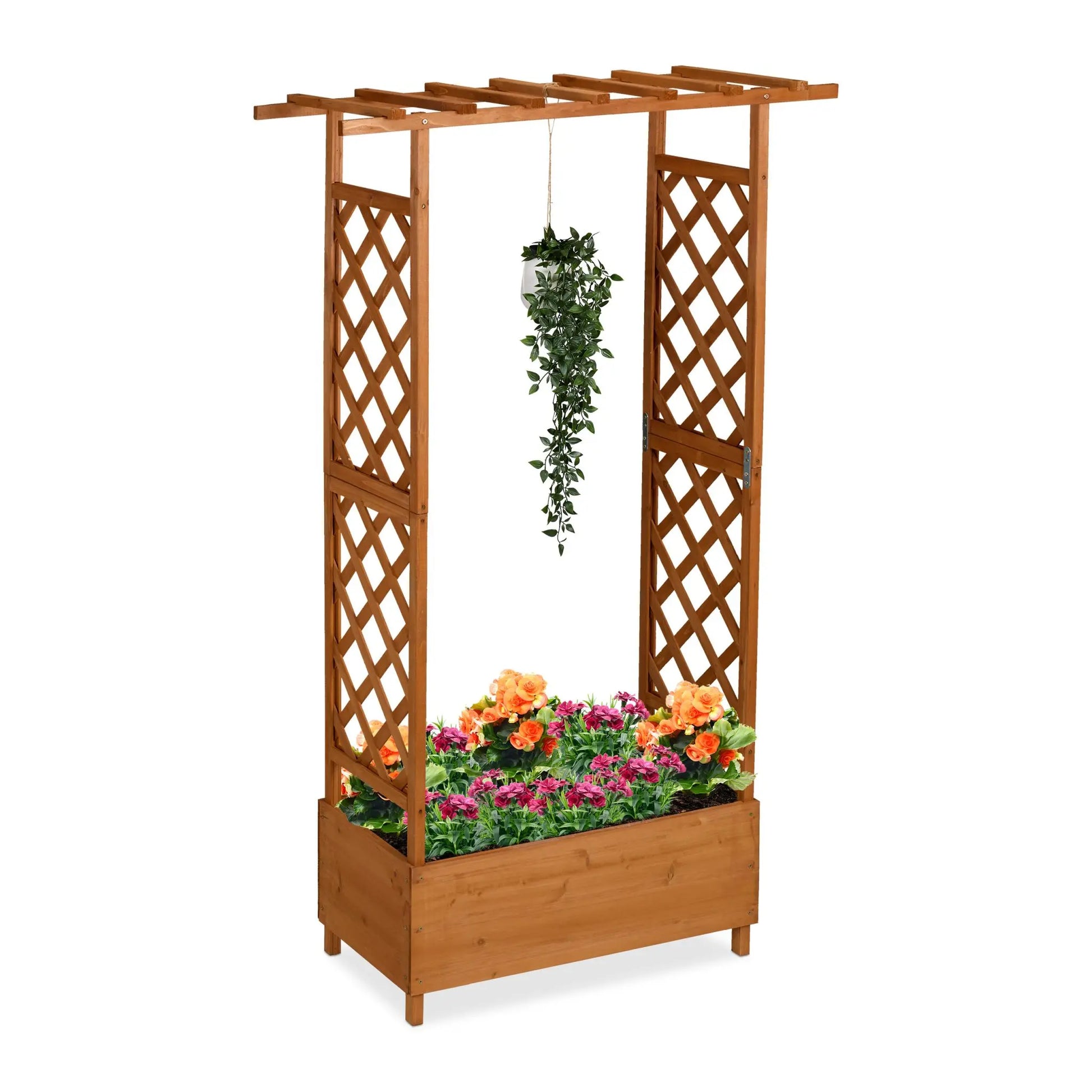 Blumenkasten mit Rankgitter & Dach Orange von Relaxdays
