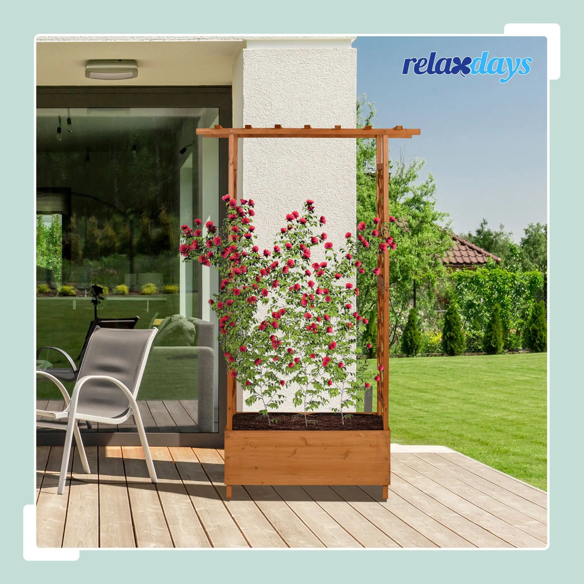 Blumenkasten mit Rankgitter & Dach Orange von Relaxdays