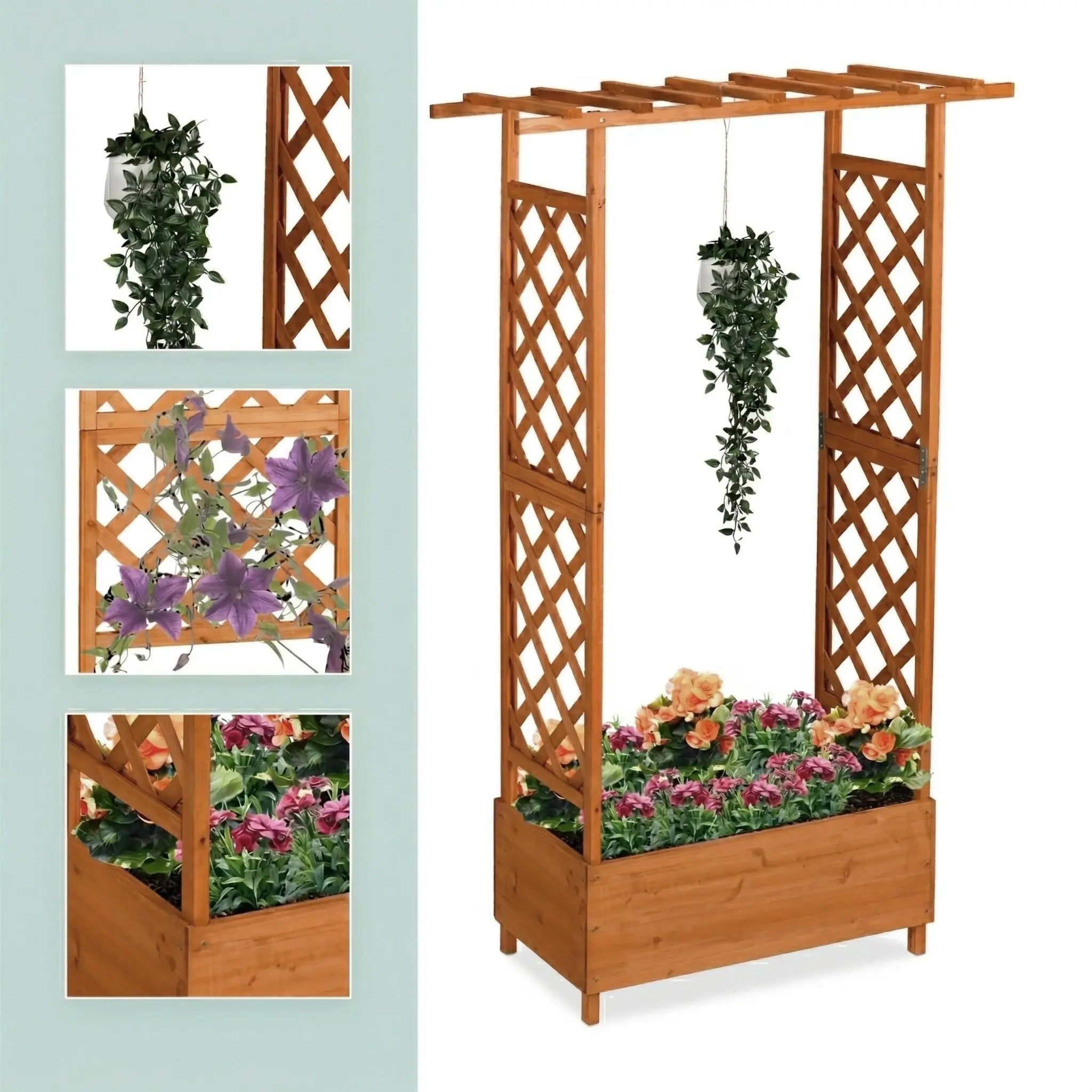 Blumenkasten mit Rankgitter & Dach Orange von Relaxdays