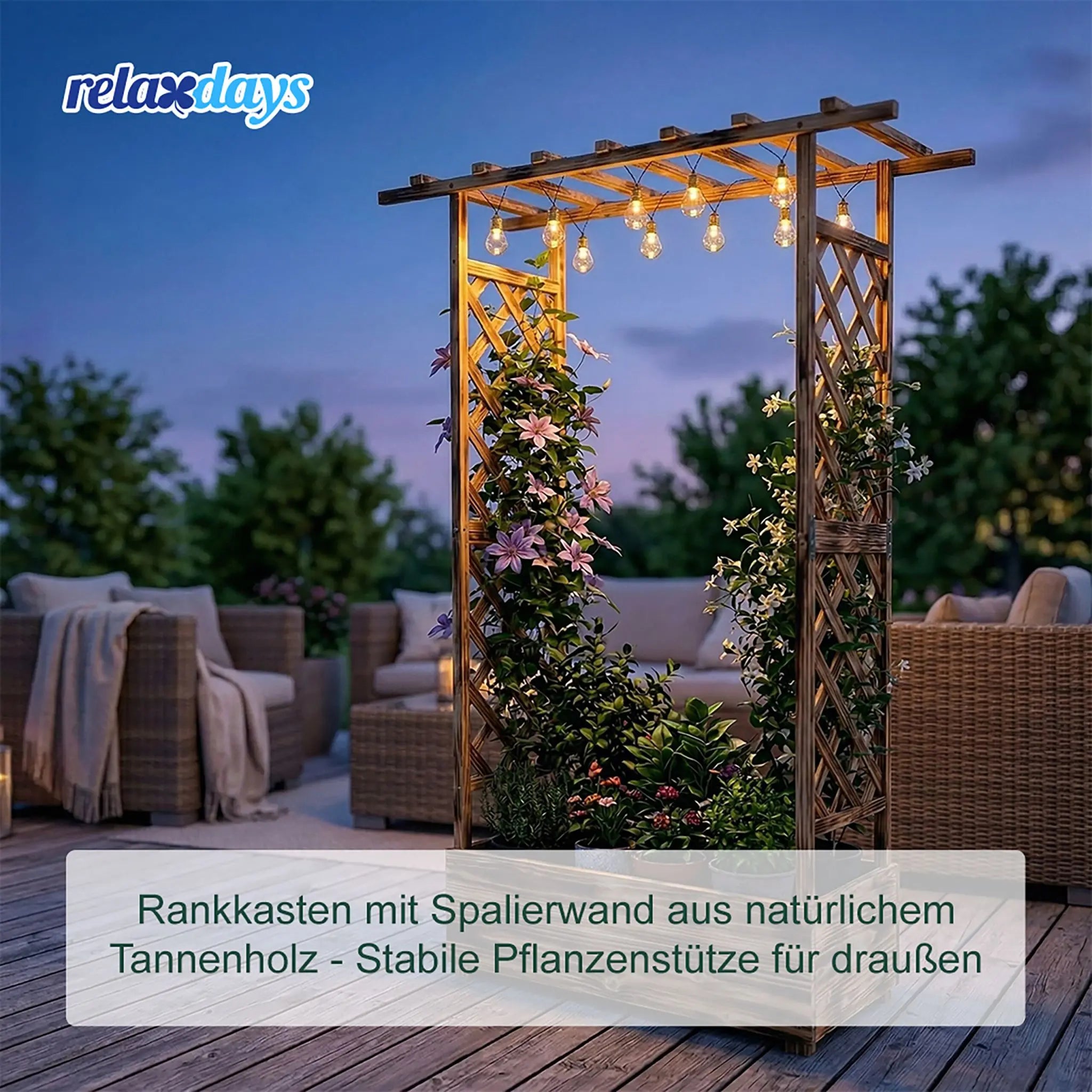 Blumenkasten mit Rankgitter & Dach Braun von Relaxdays